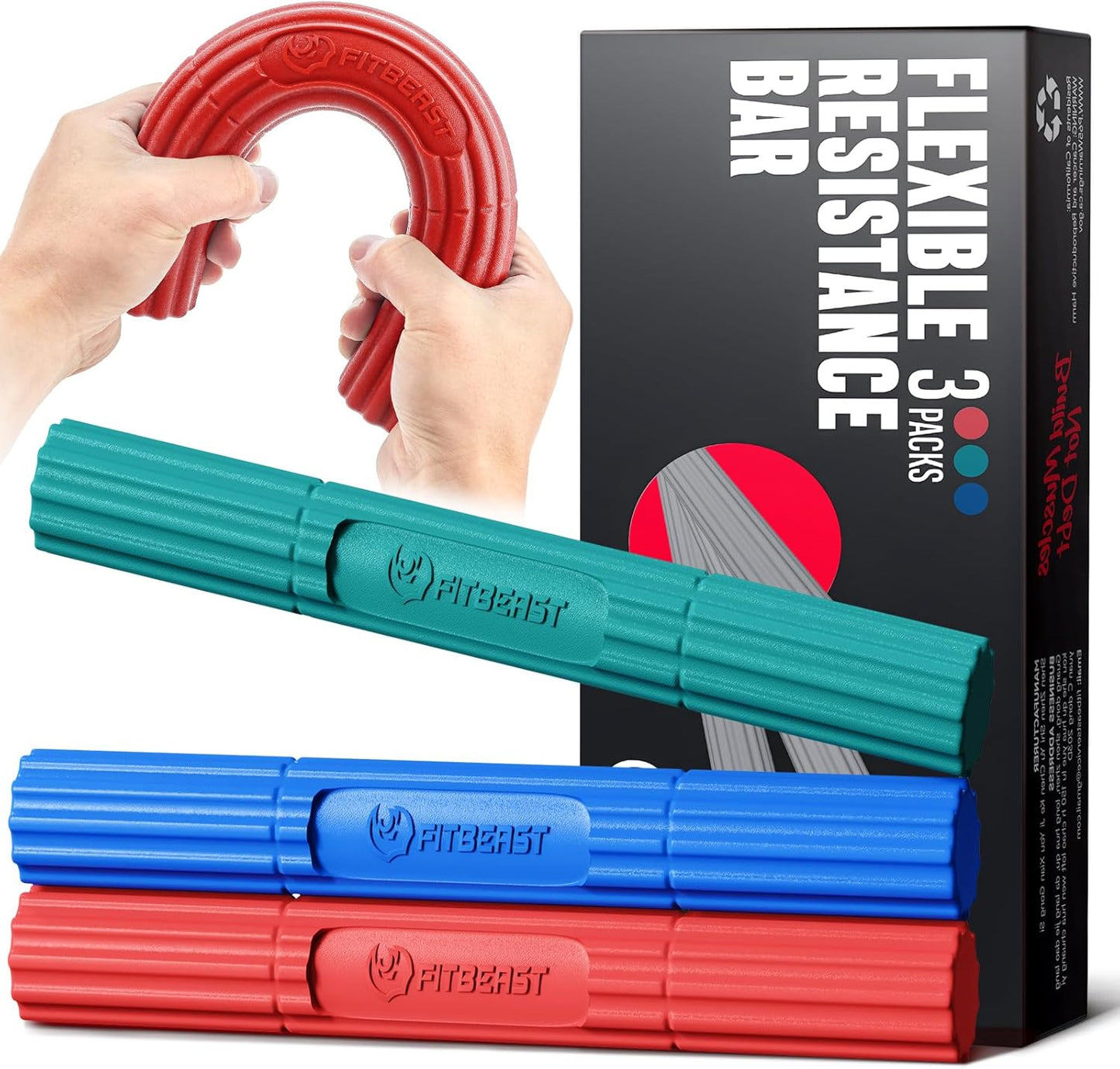 Therapie Flex Bar-Set für Tennisarm, 3 Stück, 3er-Set - Grün Blau Rot