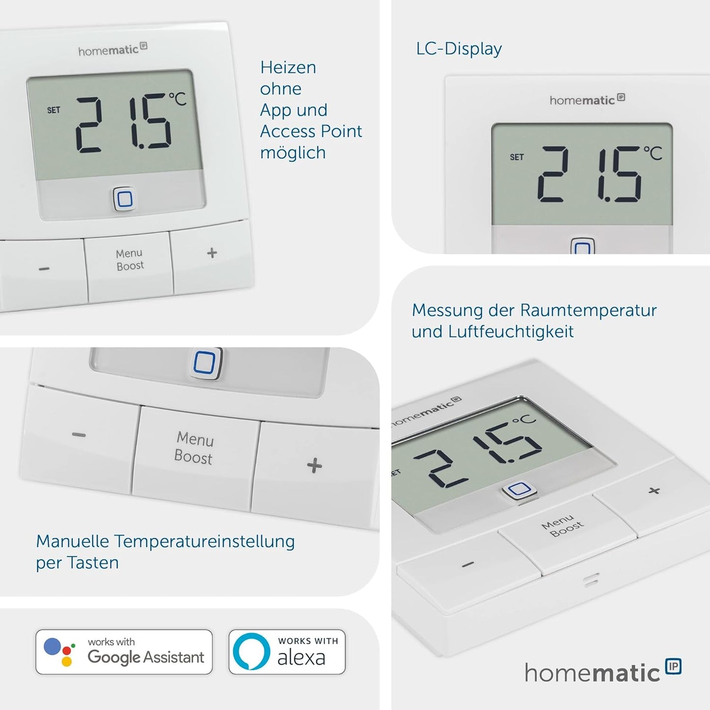 Wandthermostat, grosses Display mit Tasten