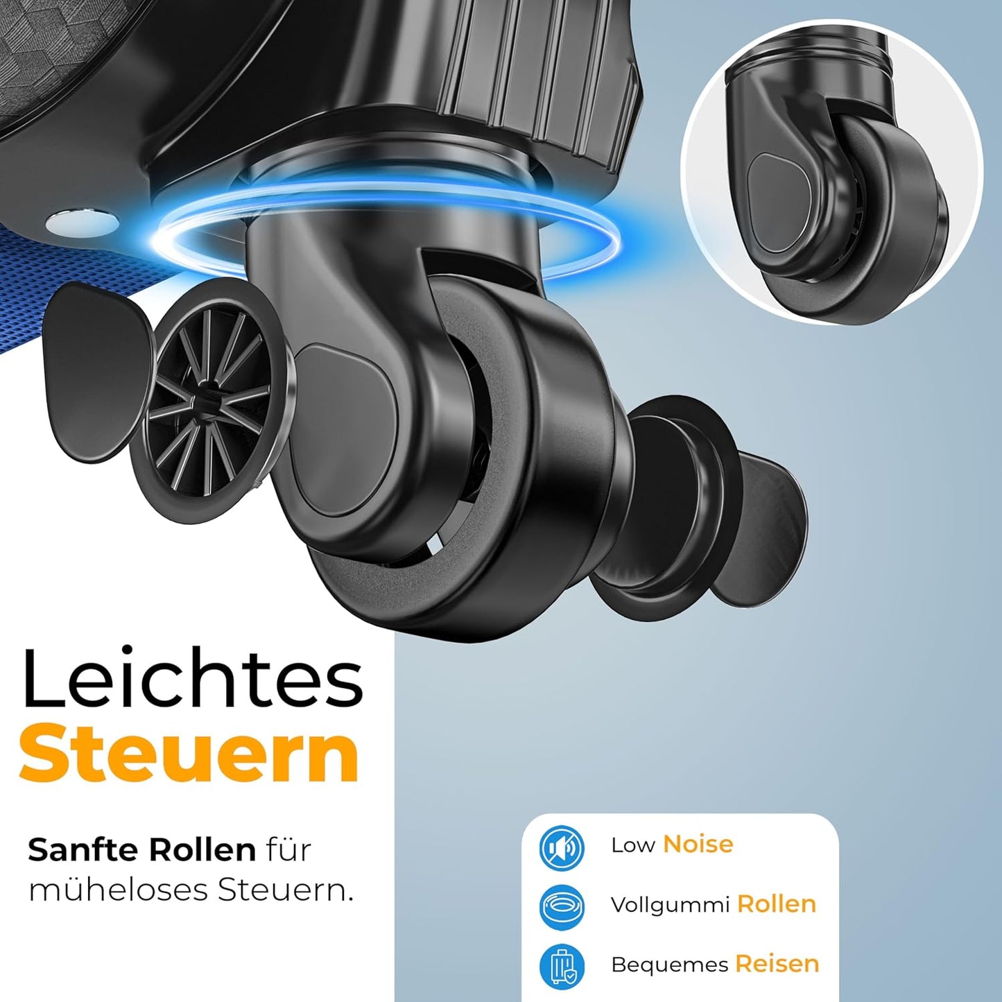 Reisekoffer Set mit TSA-Schloss und 360° Rollen (4-tlg), Blau