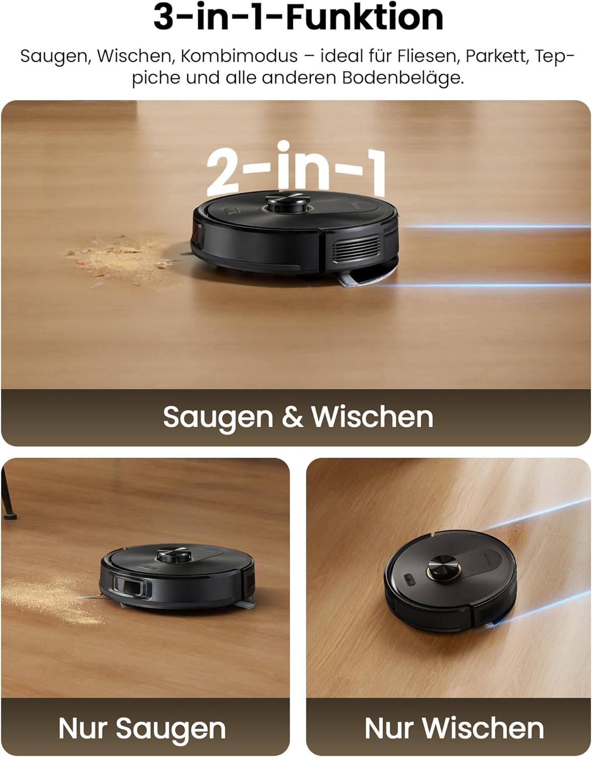 Q20 Plus Saugroboter mit Wischfunktion, L Schwarz