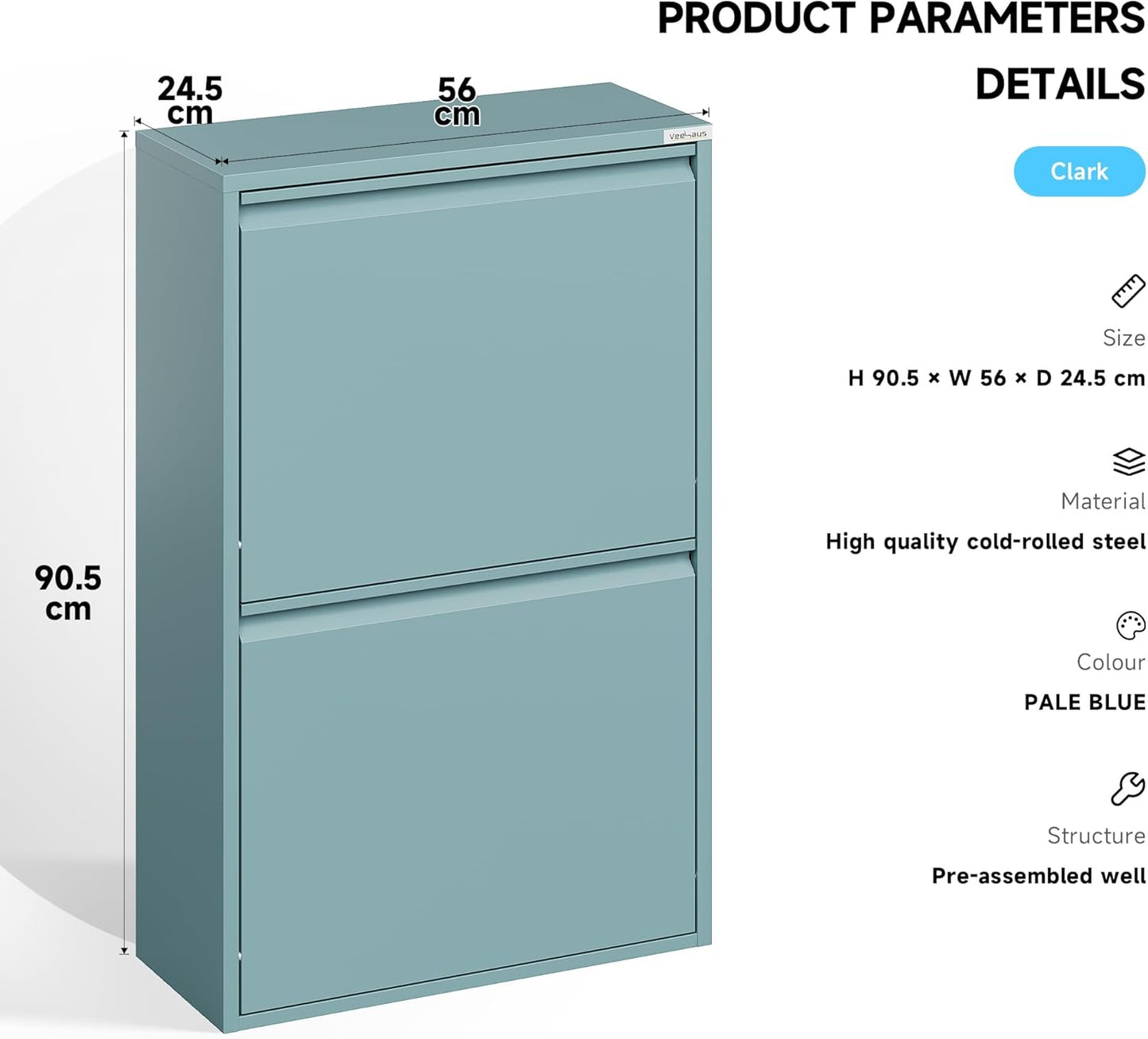 Mülleimer mit Klappdeckel, 60 L, 4 X 15 L Blau