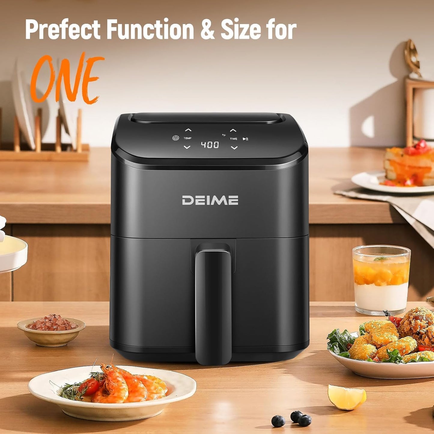 Heissluftfritteuse 2,5 l kompakt digital, Schwarz
