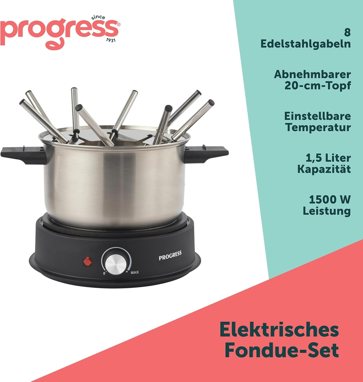 Fondue Set mit Temperaturregelung, EU-Stecker