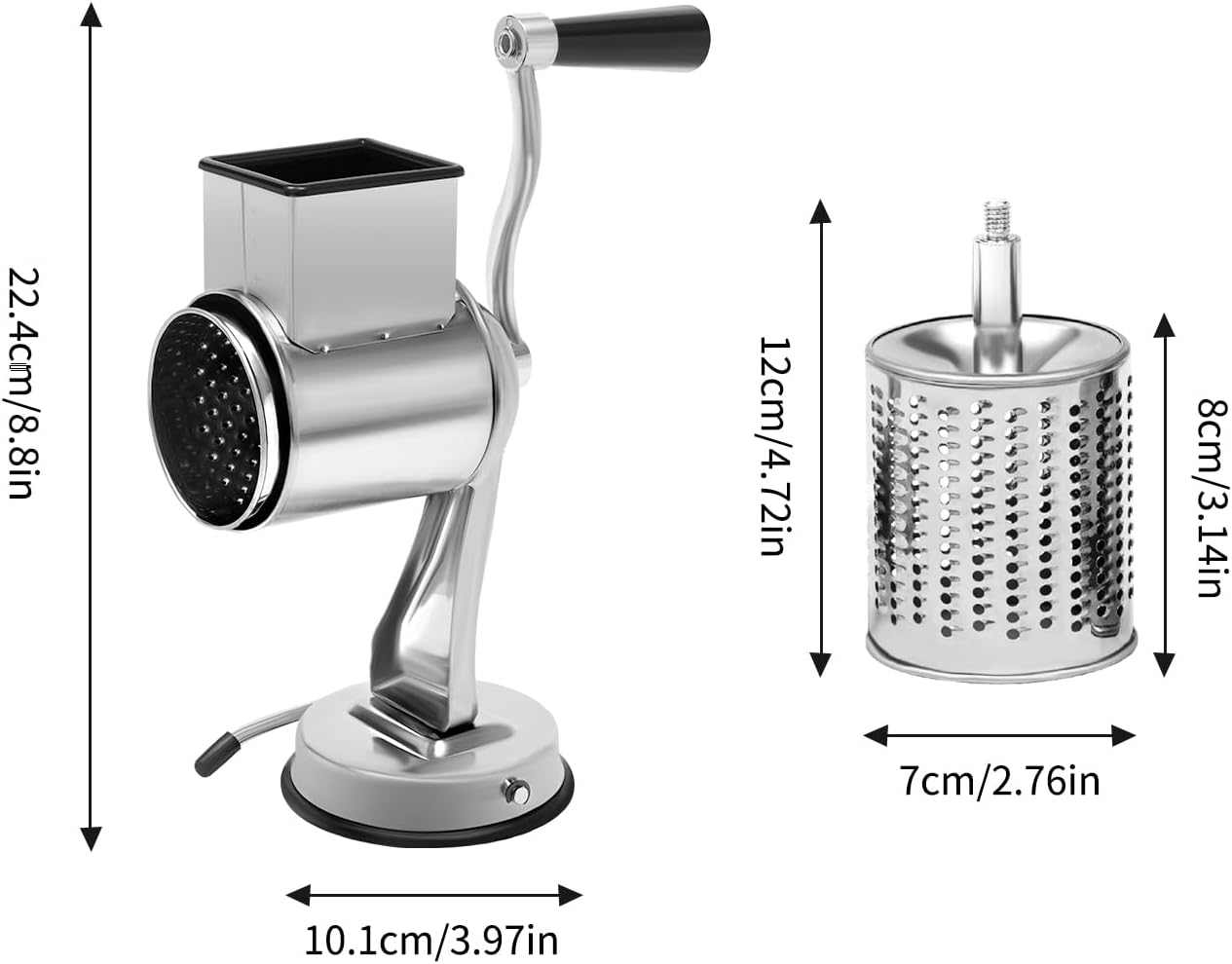 Trommelreibe mit Saugnapfbasis