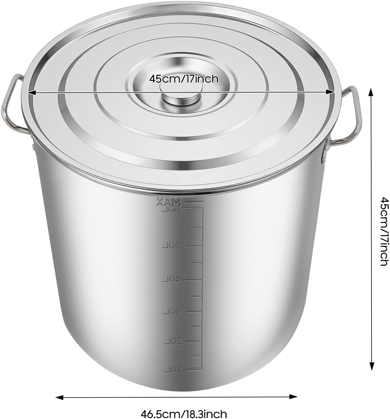 Grosser Kochtopf mit Deckel, 70 Liter