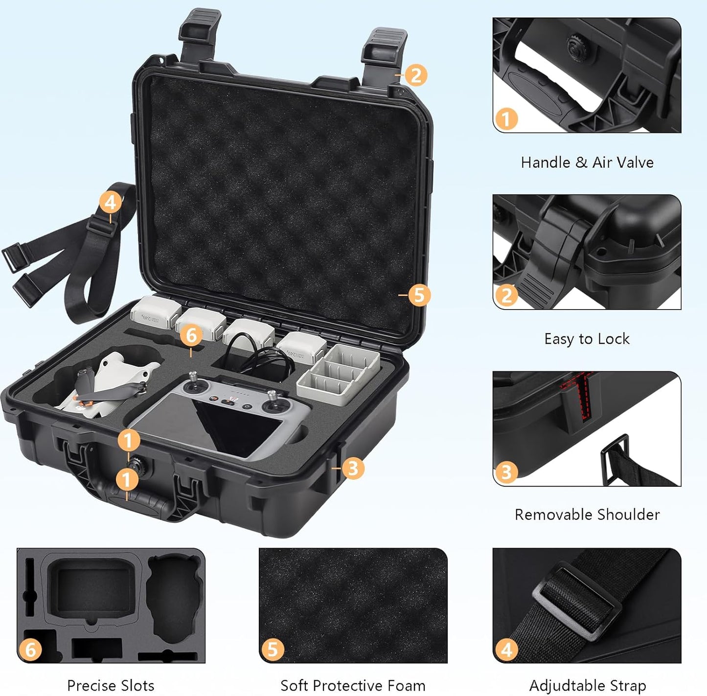Wasserdichter Hartschalenkoffer für DJI Mini 4 Pro/ DJI RC 2/ DJI RC N2, Mini 4 Pro Koffer