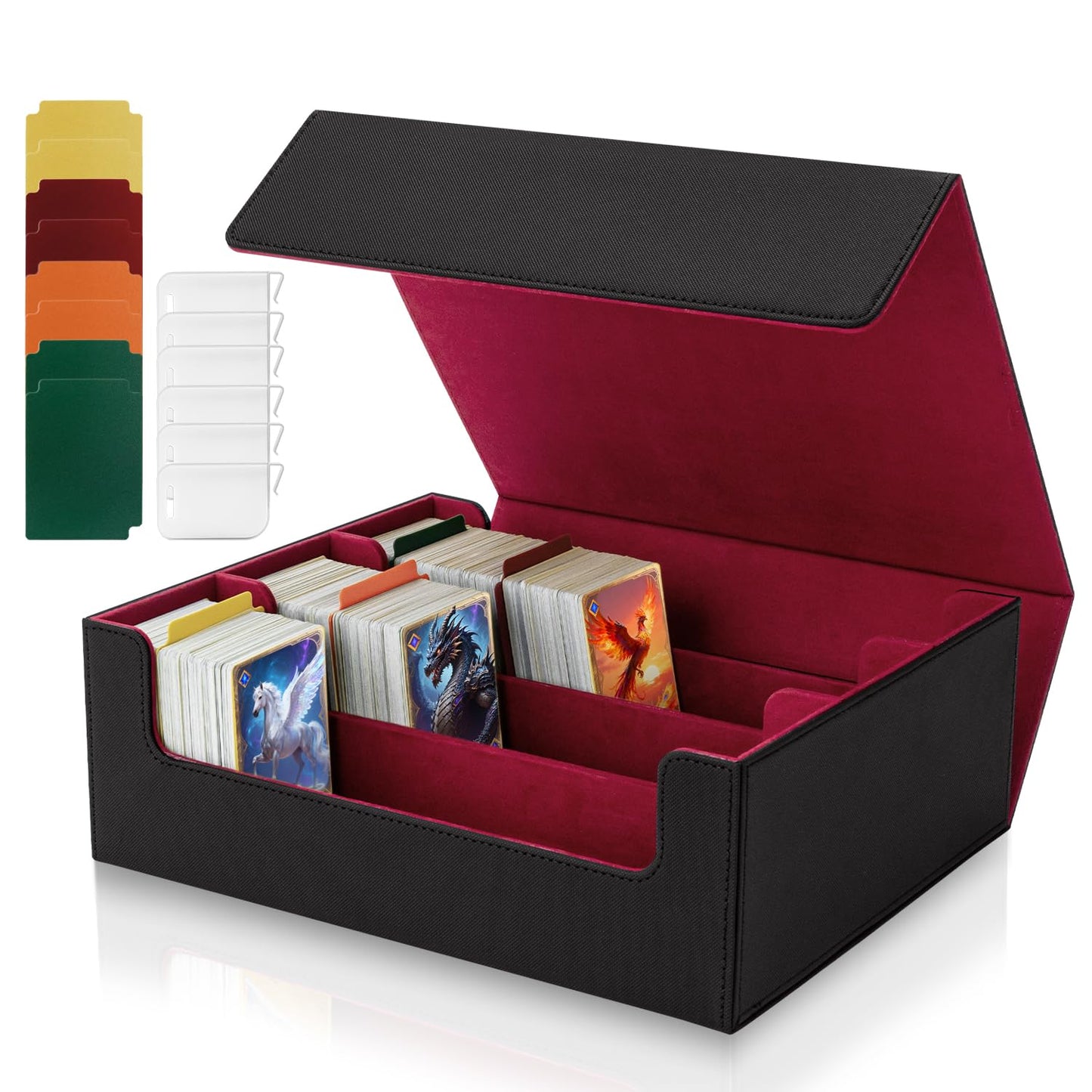 Sammelkarten Aufbewahrungsbox mit Trennwänden, 1800+red