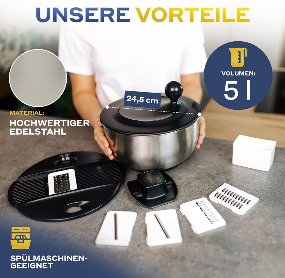 Salatschleuder mit Schneidefunktion