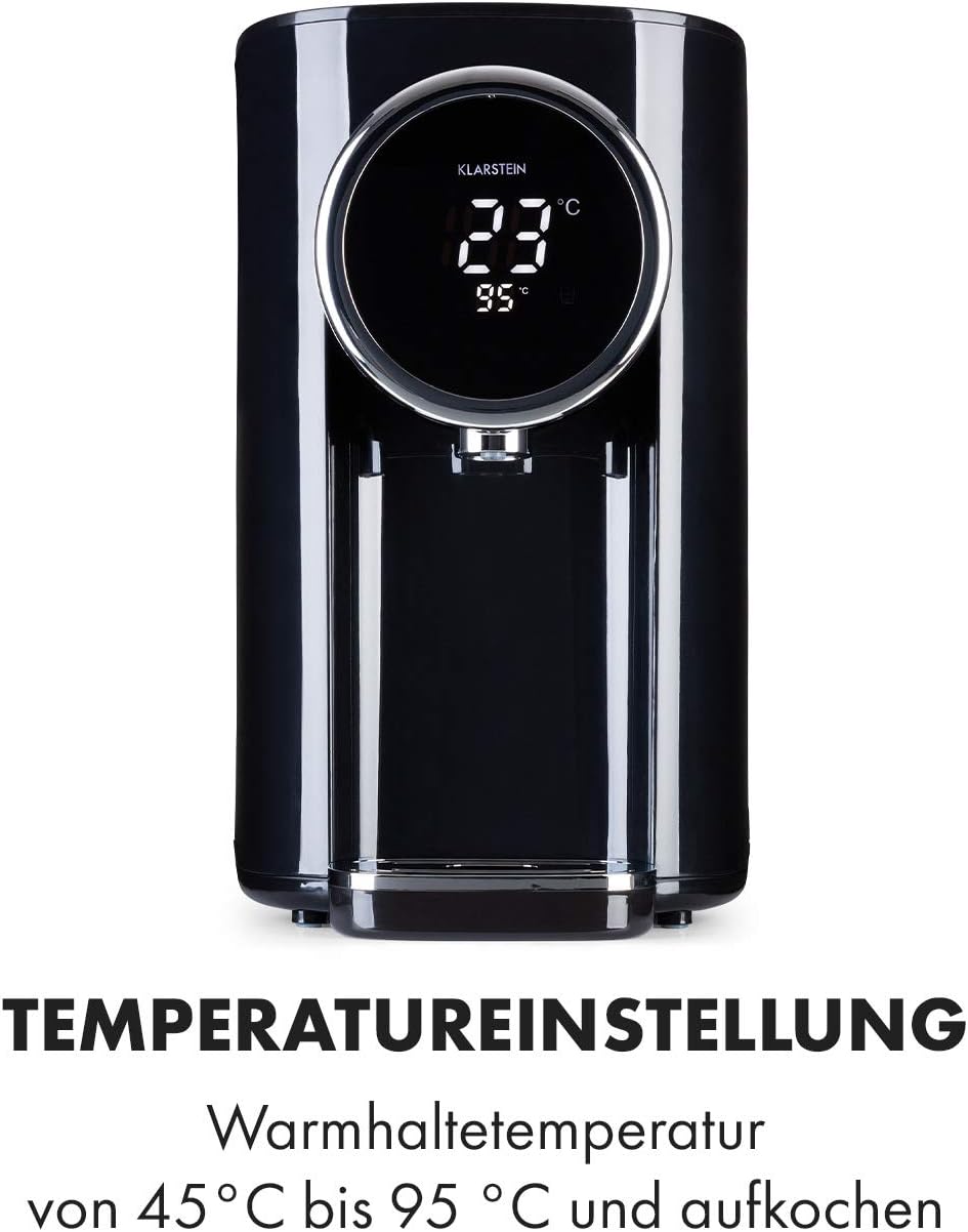 Heisswasserspender mit LCD-Display, Schwarz
