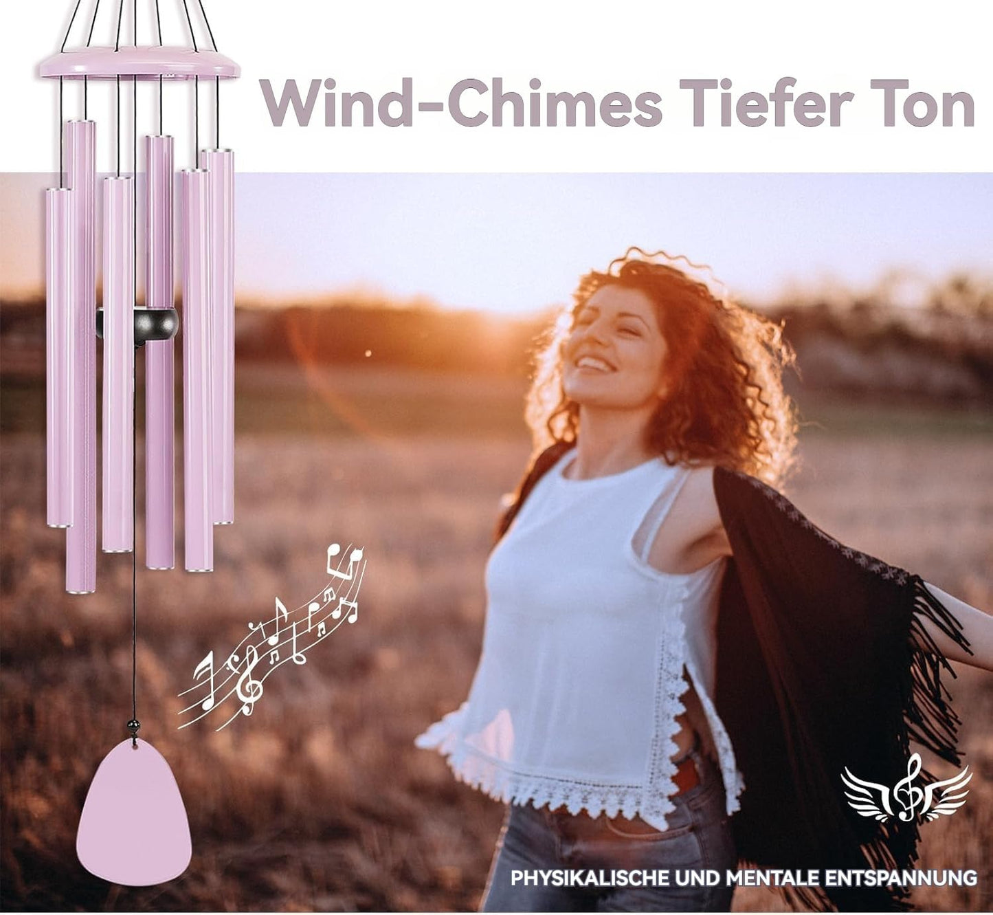 Windspiel mit 6 Röhren, 32" Rosa