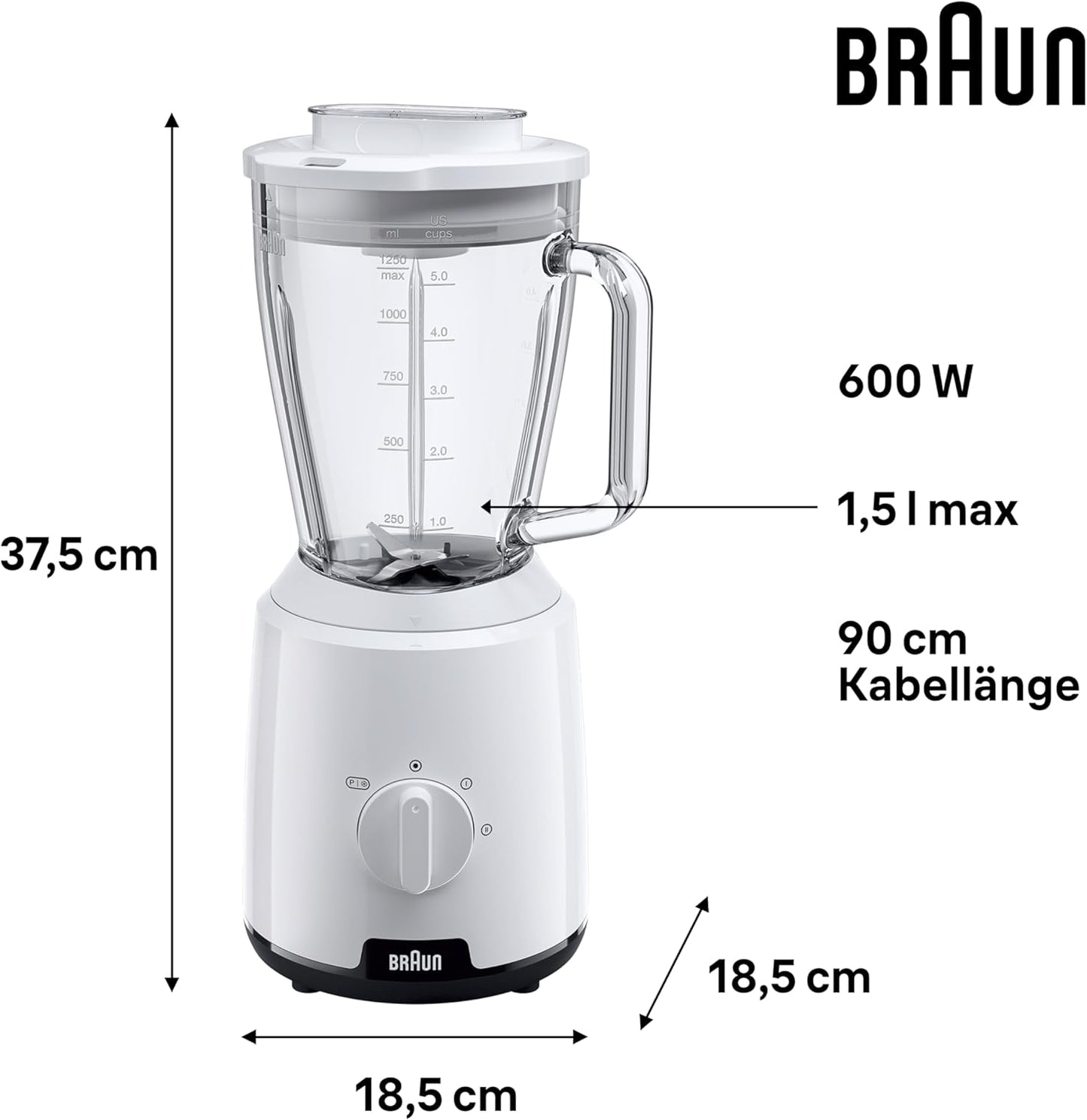 PowerBlend 1 JB 1050, Weiß Glas-Mixaufsatz