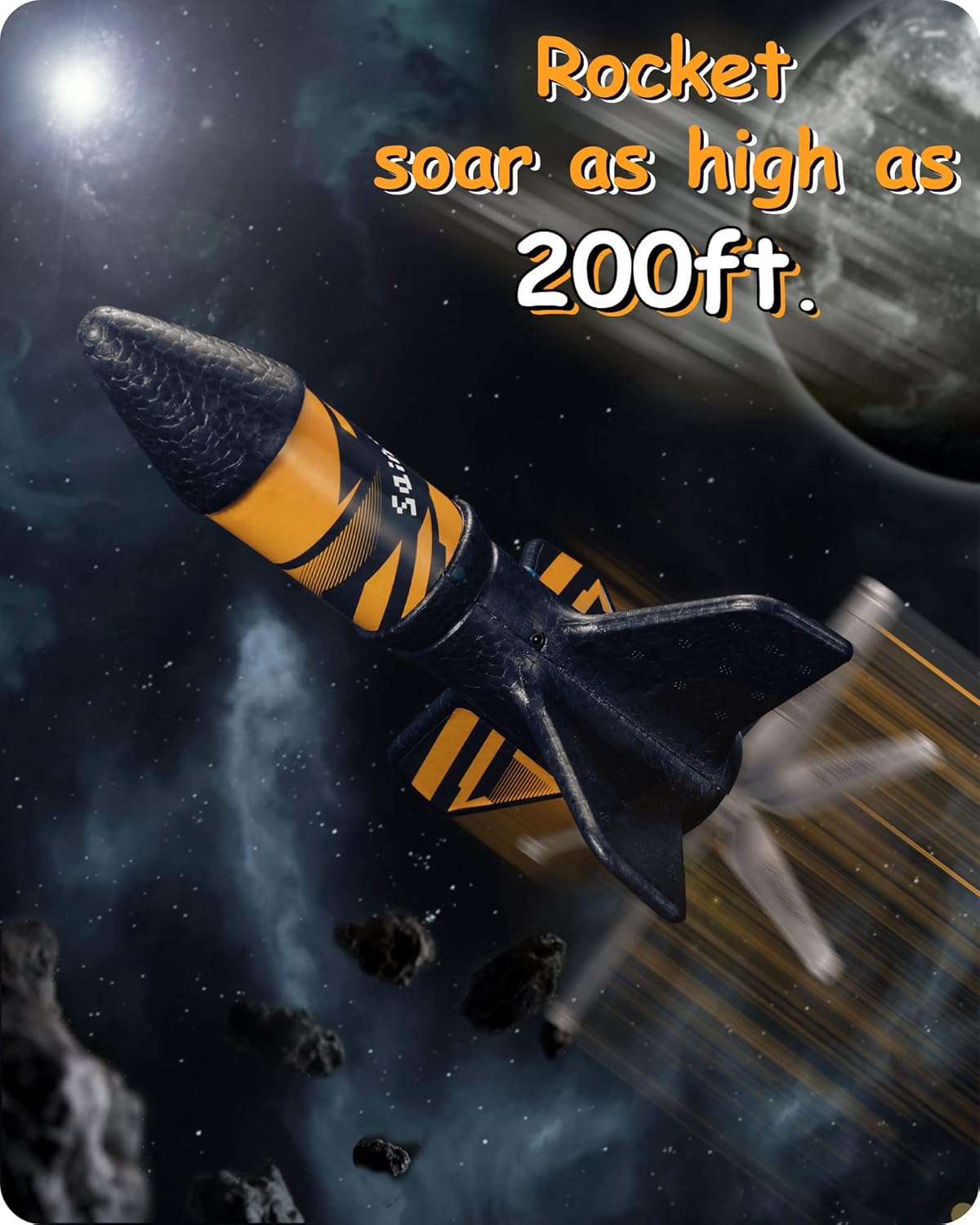 Motorisierte Rakete mit Fallschirm, Schwarz