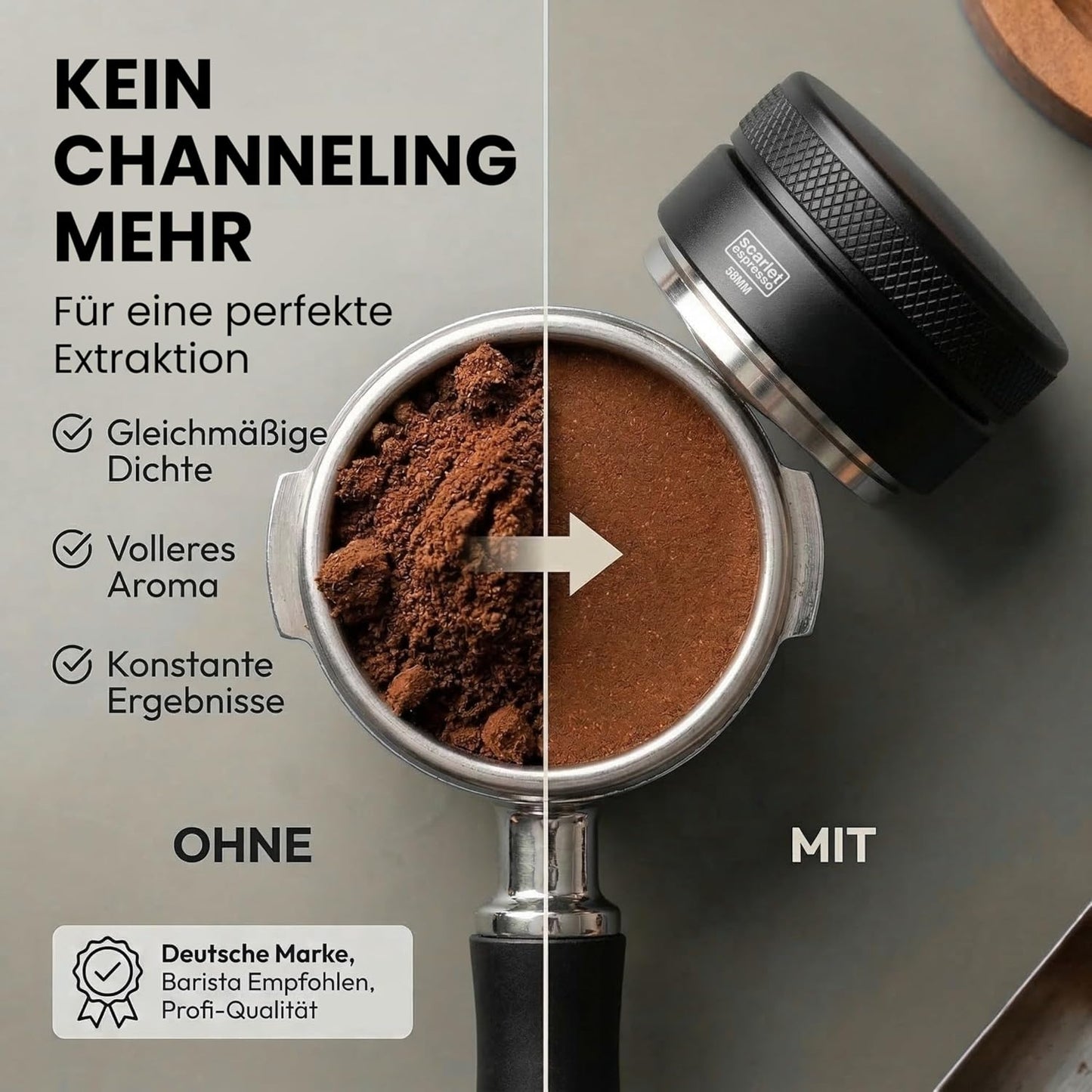 Espresso-Verteiler mit Tamperablage, 53 mm, Set (53 mm + Tamperablage) Blau