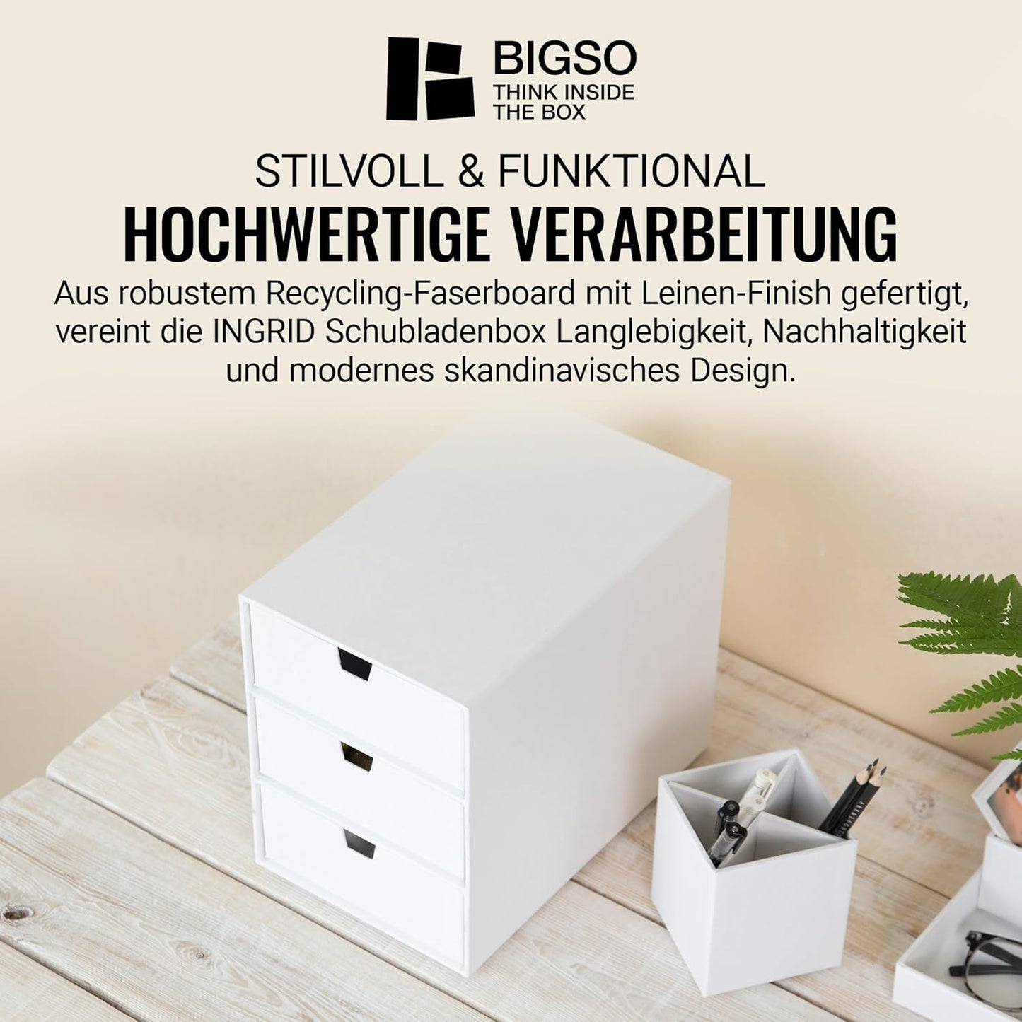 Schubladenbox Ingrid, Weiss Pappe