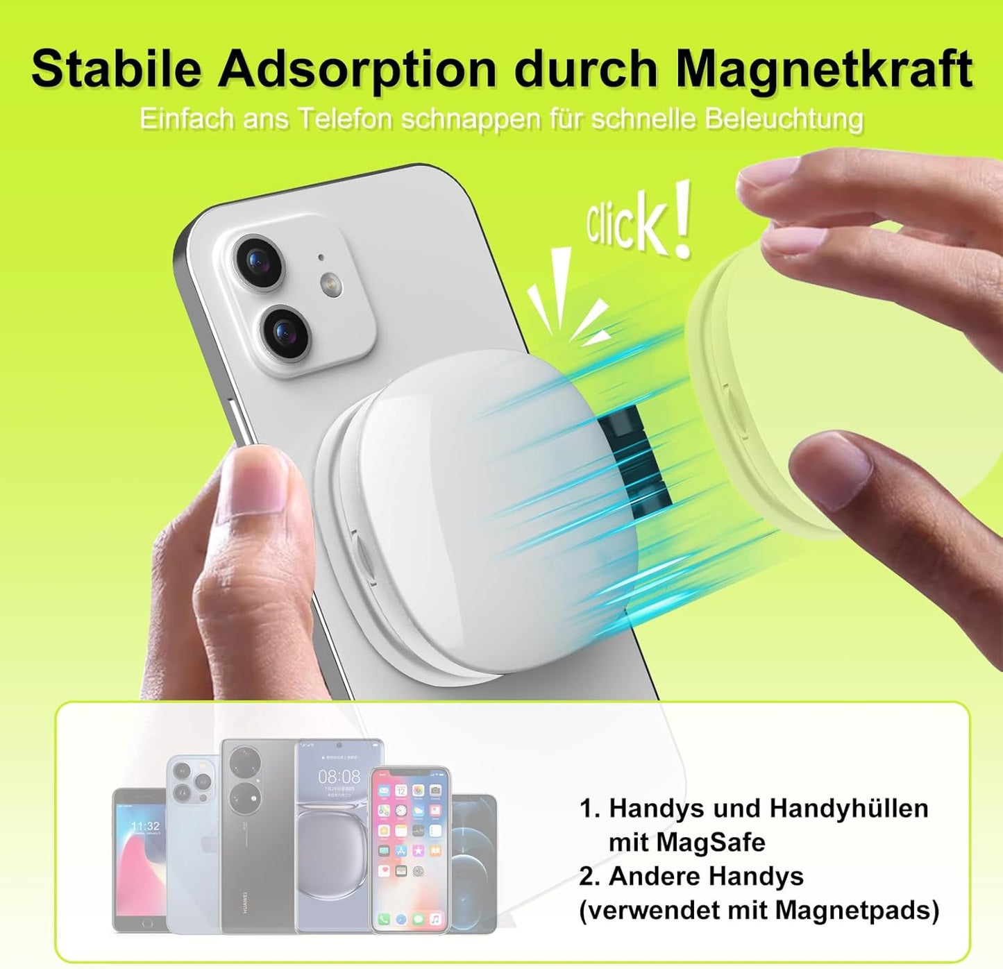 Magnetisches 3-in-1 Selfie-Ringlicht für Smartphones