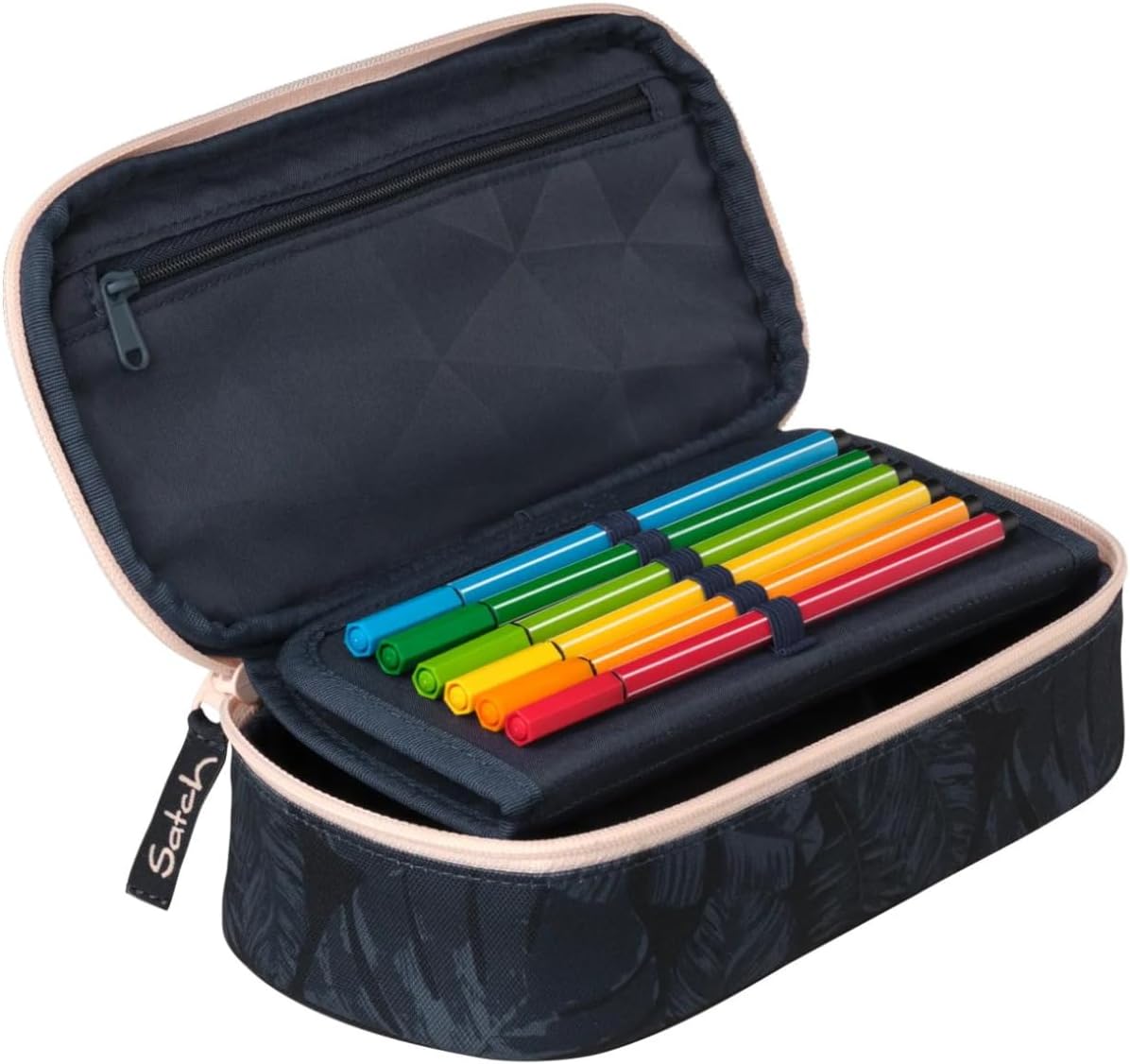 Schlamperbox mit Trennfach, Midnight Jungle - Blau