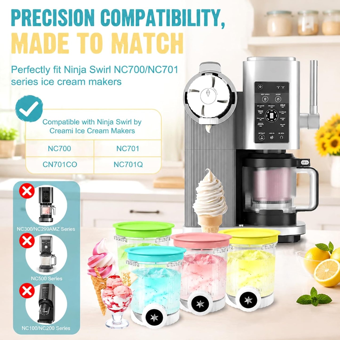 Creami Eismaschine Behälter-Set für NC700 & NC701