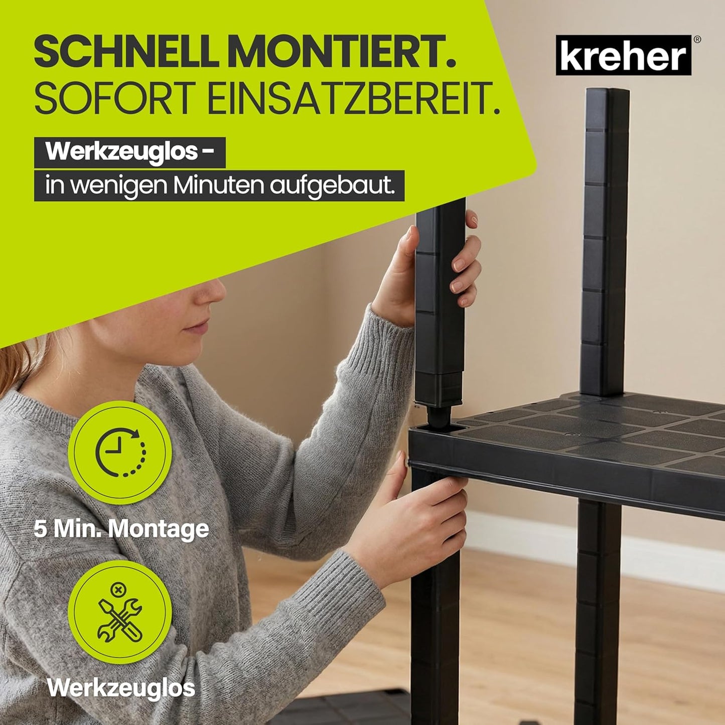 Steckregal mit 4 Böden für Haushalt & Garage, Schwarz 1