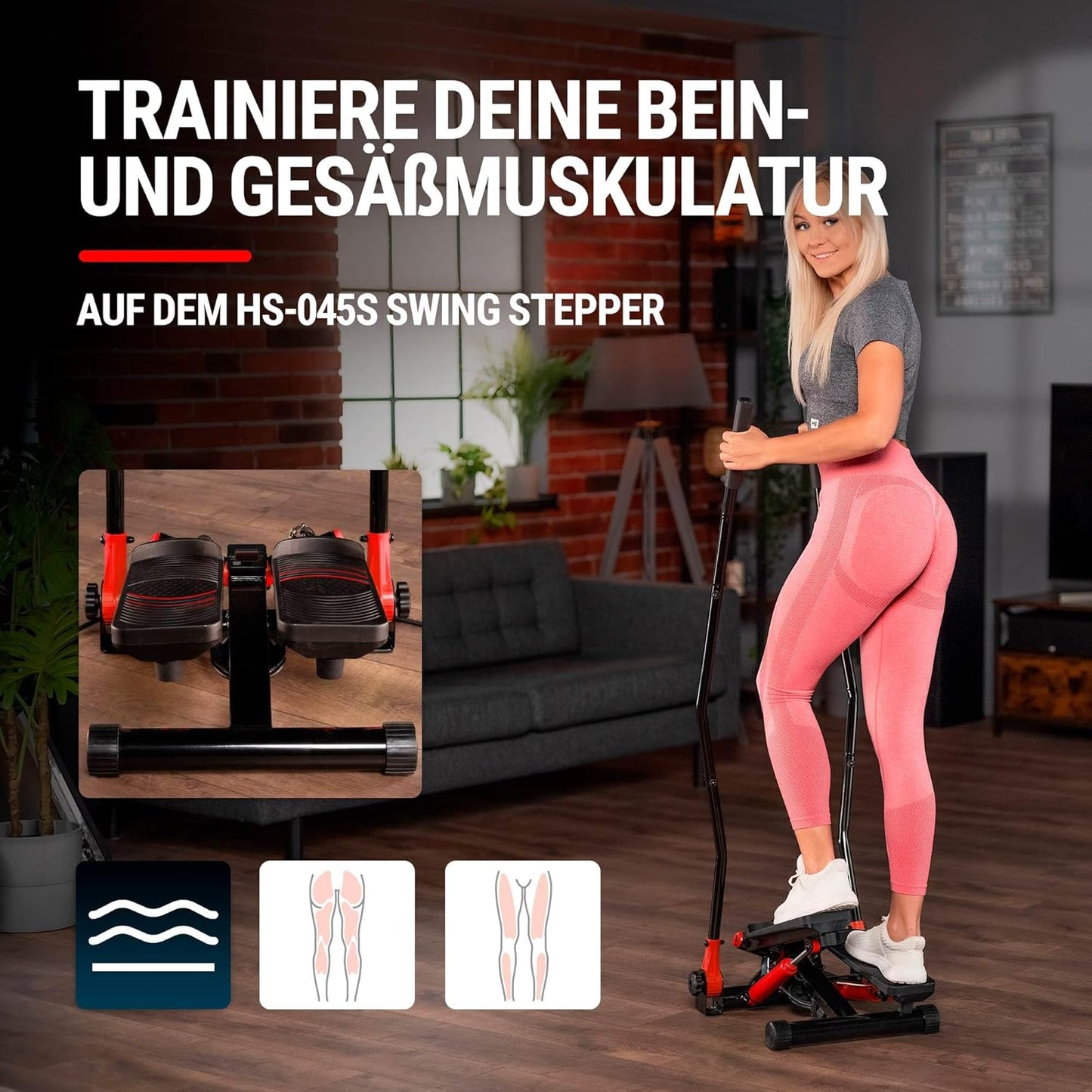 Stepper mit Haltegriffen, Rot