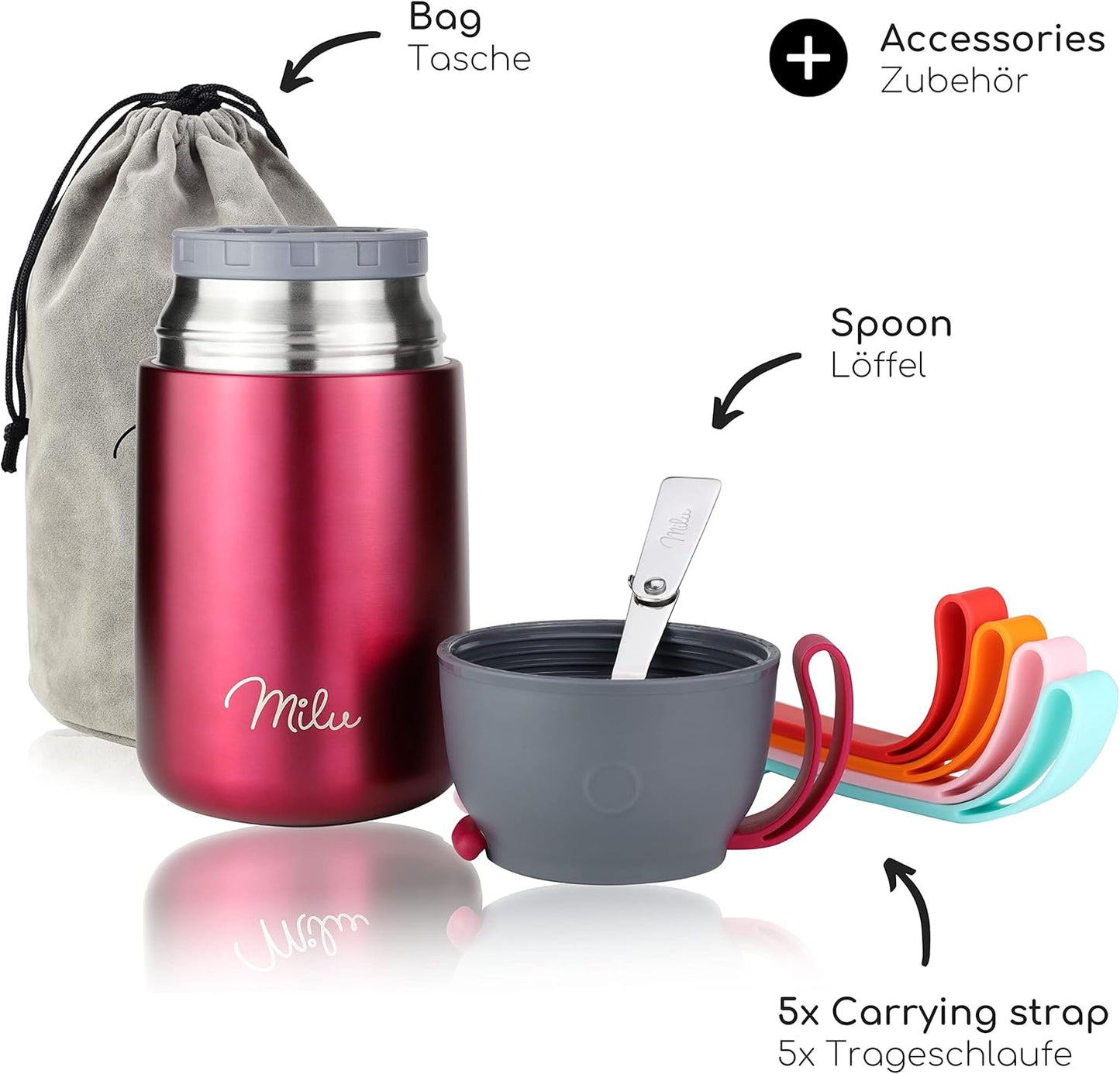 Thermobehälter mit Löffel, Berry / 800ml