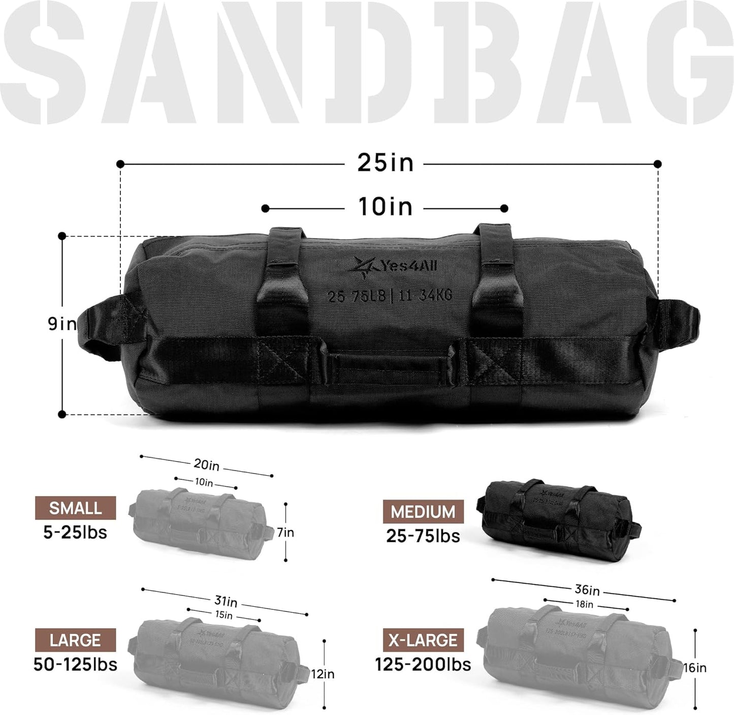 Verstellbare Sandsäcke für Krafttraining, F. Schwarz - (11kg - 34kg)