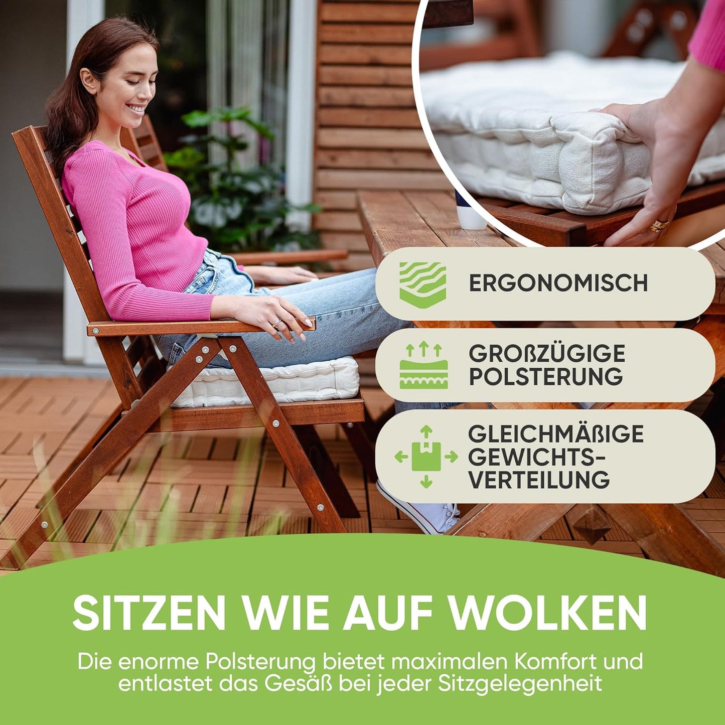 Steppkissen für Stühle, 4 Stück (1er Pack) Creme