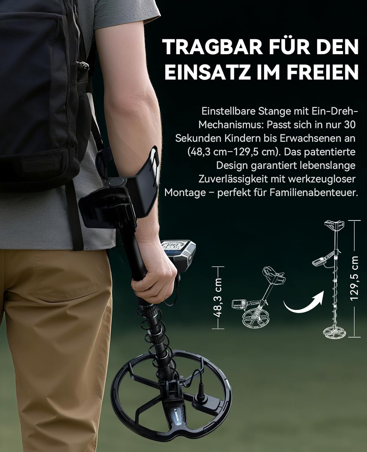 Metalldetektor mit Dual-D-Spule, A-Schwarz