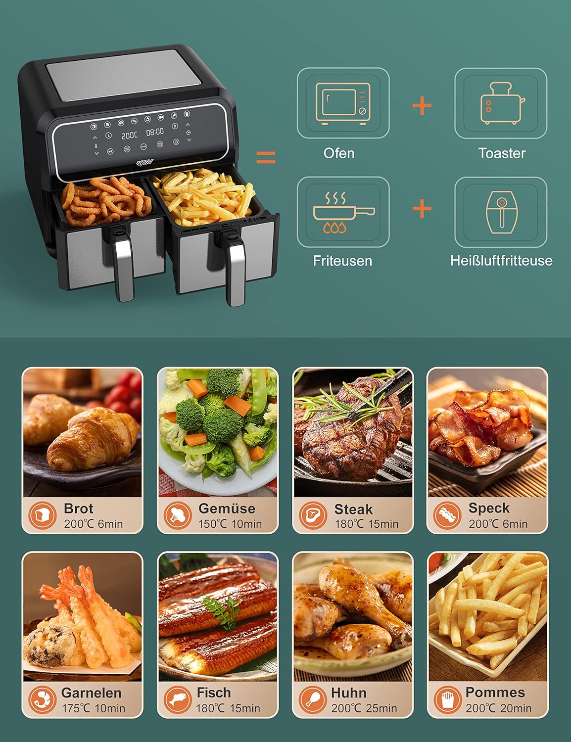 Heissluftfritteuse Dual Zone