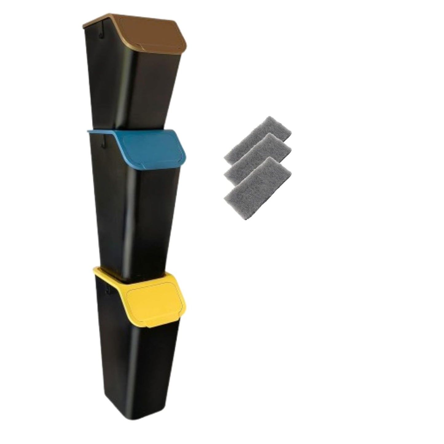 Stapelbares 3er-Set Mülleimer, 2 x 35L + 1 x 25L