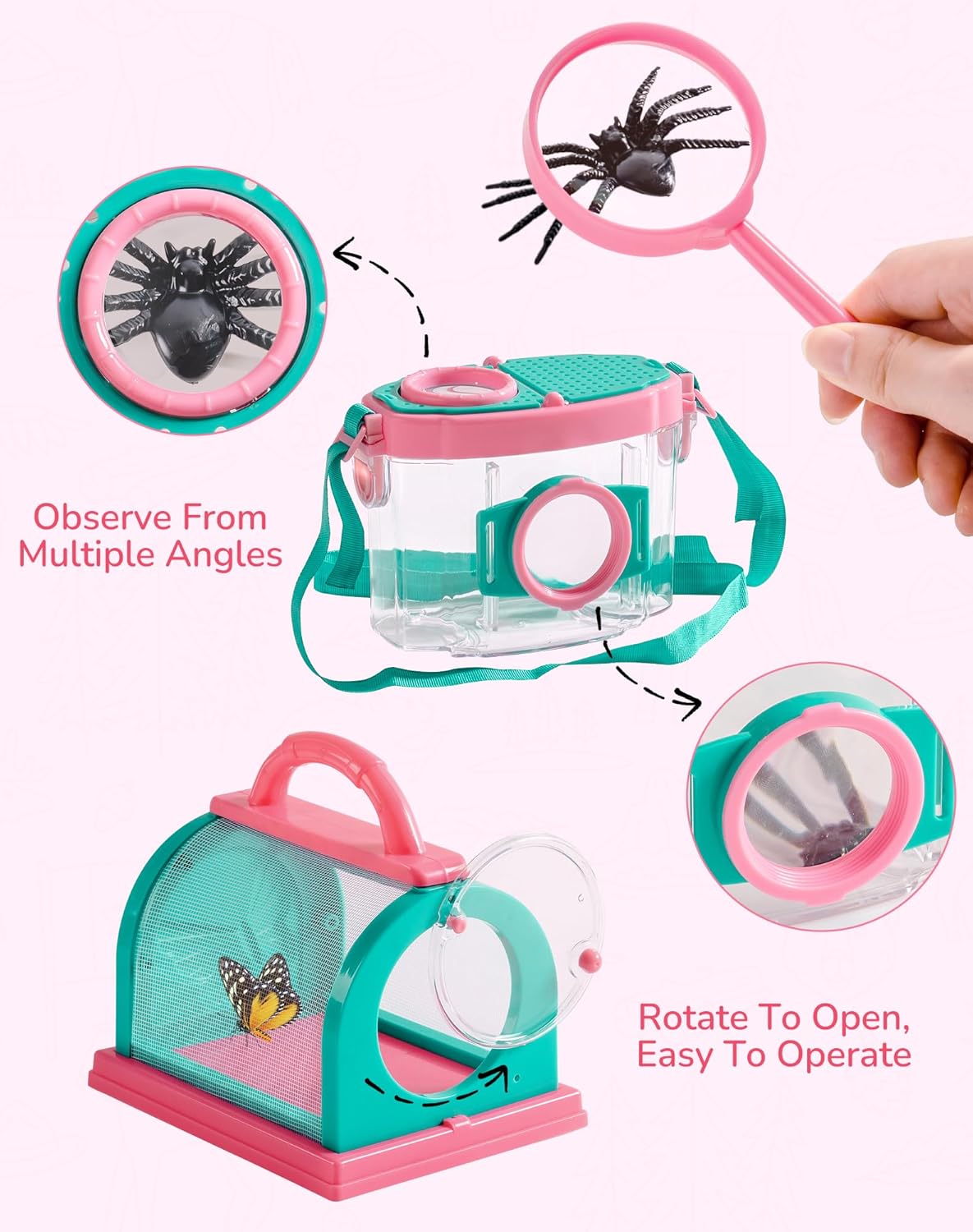 Kinder-Entdecker-Set für Outdoor-Abenteuer, Rosa - 8pc