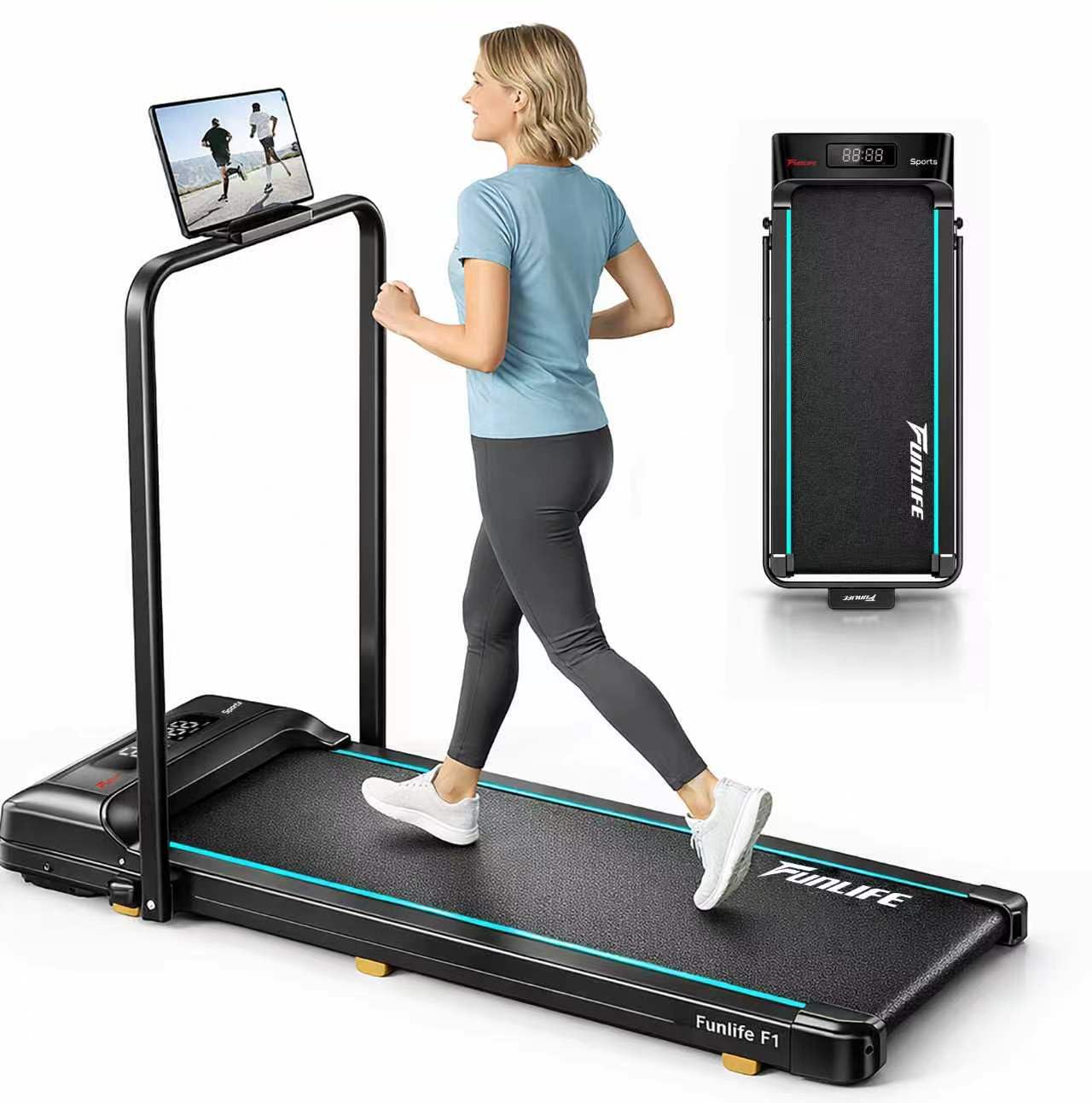 3-in-1 klappbares Laufband F1, Blau