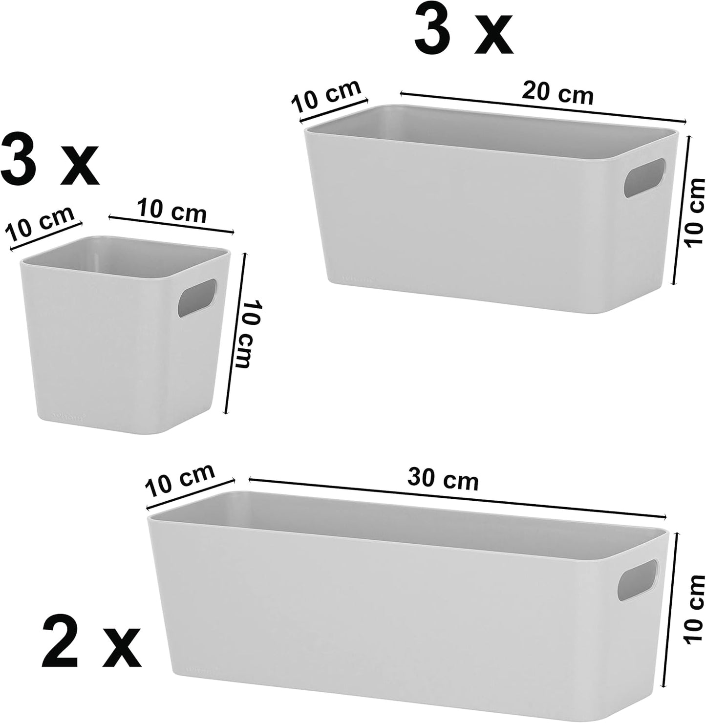 8-teiliges Organizer-Set für Schubladen, Grau 8 Teile - 30x50cm