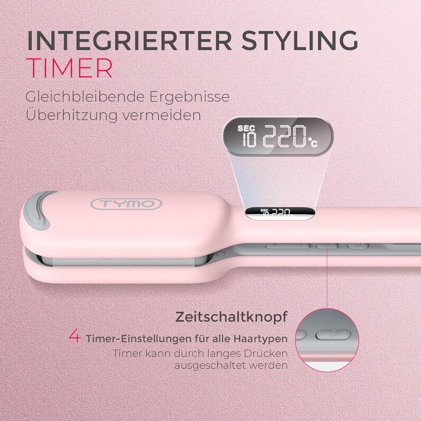 Welleneisen Rovy für Grosse Locken (25mm, 4 Temperaturen), 25mm, Rosa