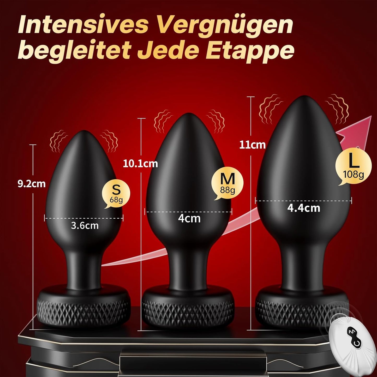 3er-Set Analplugs mit Vibrationen, Fernbedienung und Analdusche