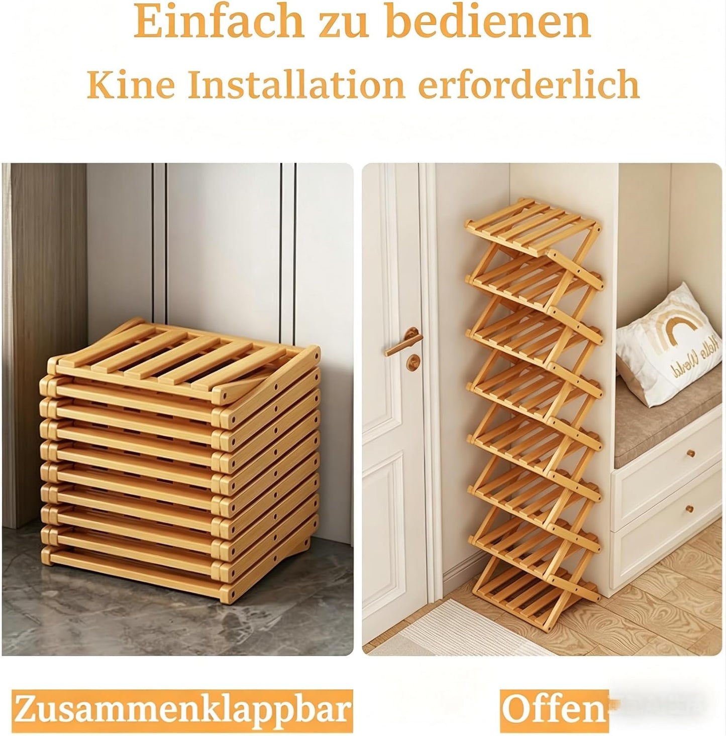 Faltbares Schuhregal mit 4 Ebenen, platzsparend