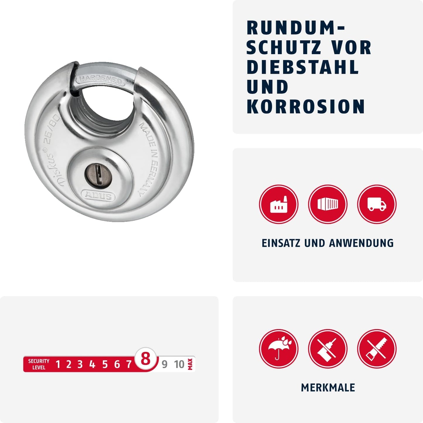 Diskus 26/80 Vorhängeschloss, 80mm