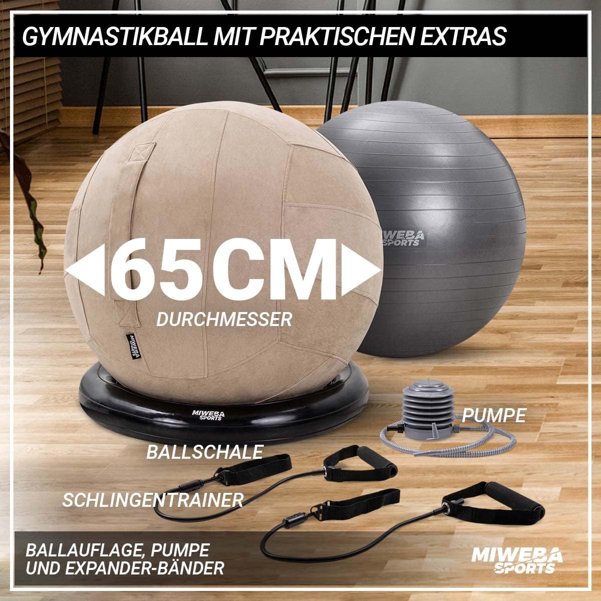 Gymnastikball mit Ballauflage, Beige