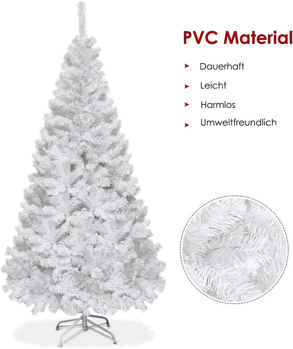 Künstlicher Weihnachtsbaum mit Metallständer, Weiß 150 cm