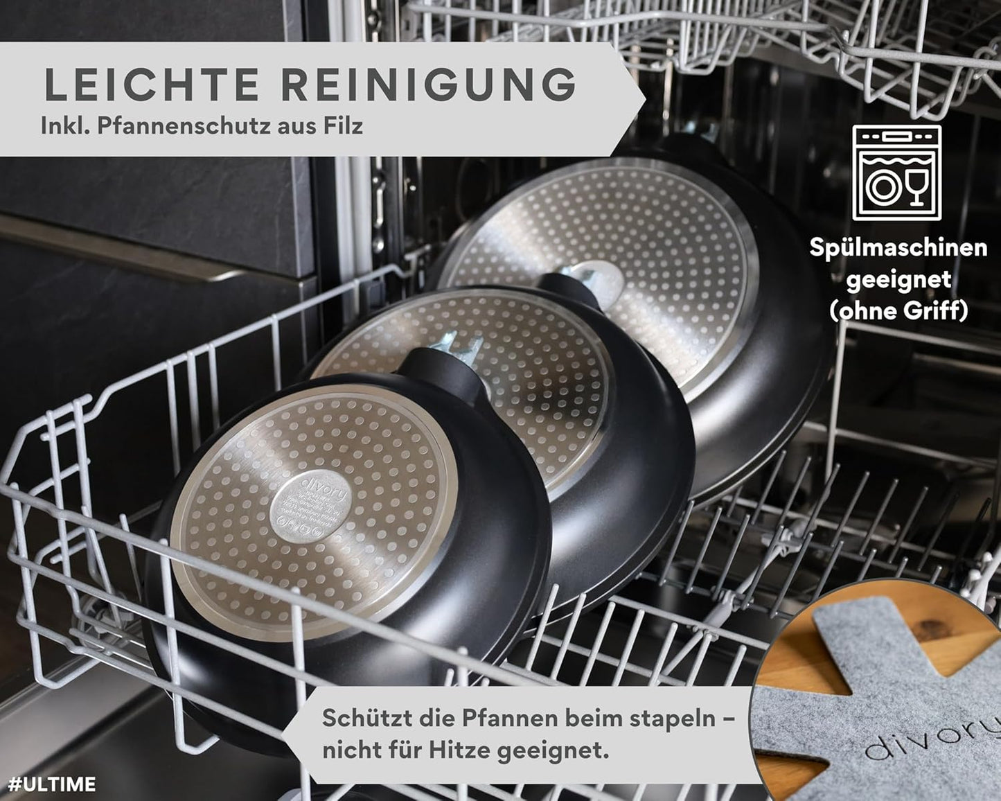 Antihaft-Bratpfanne 28 cm mit abnehmbarem Griff, Schwarz Pfanne 28 cm