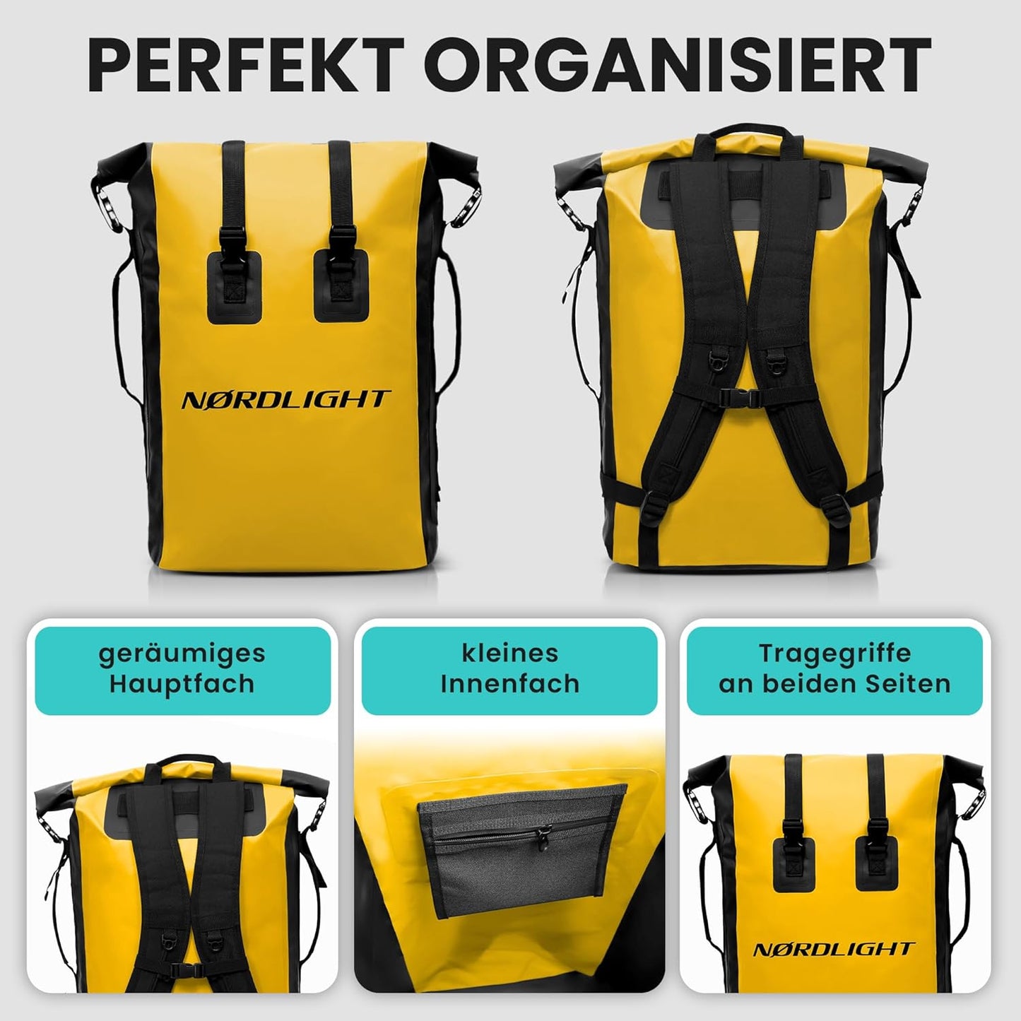 Wasserdichter Rucksack, Leuchtendes Gelb 35 L