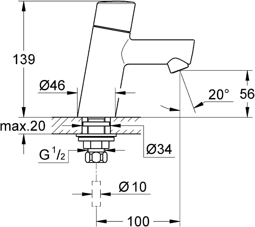 Concetto Standventil XS-Size, XS glatter Körper