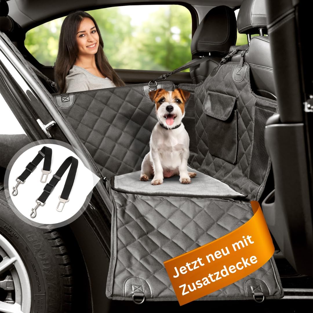 Hunde-Autositz für Rückbank mit Hundedecke und Sicherheitsgurt