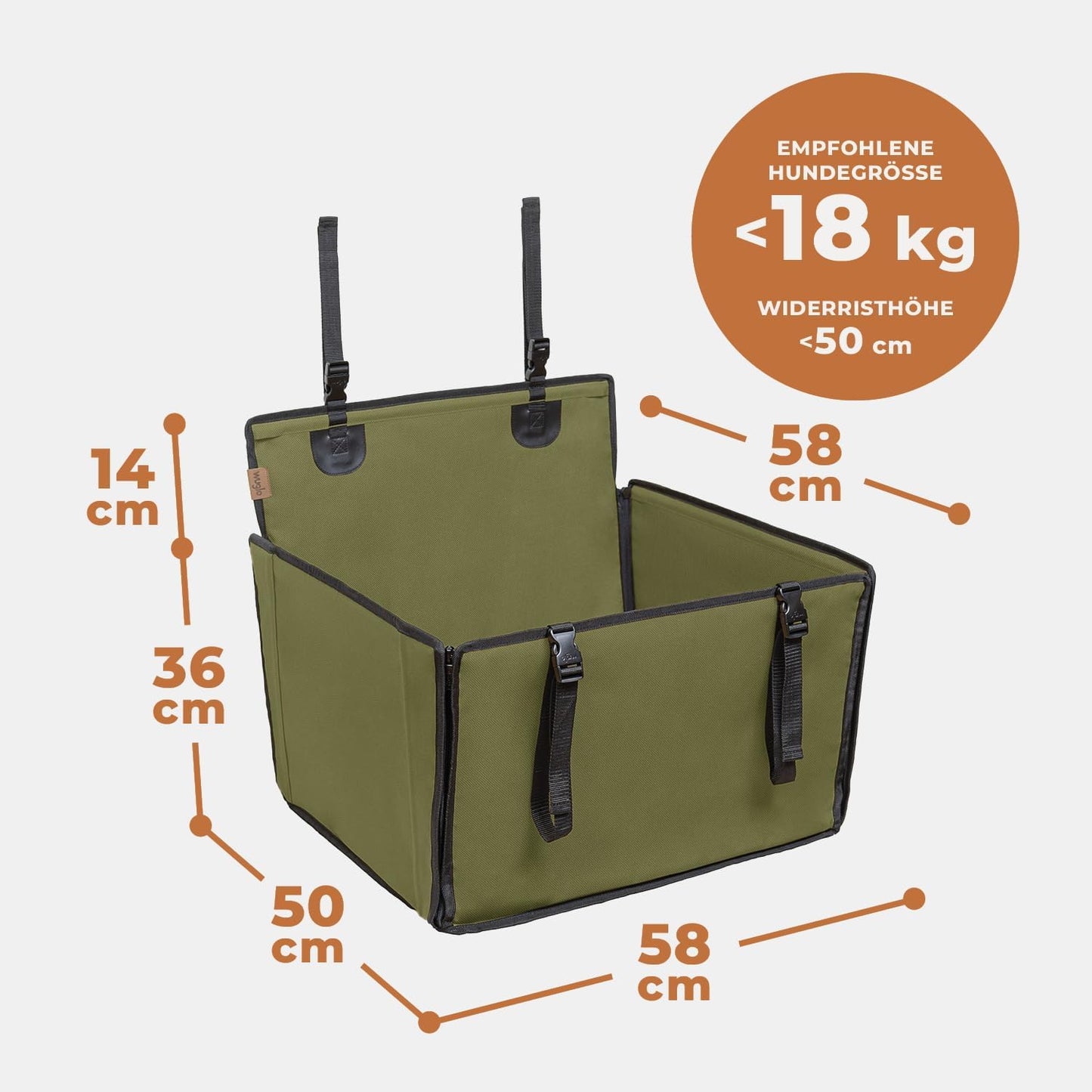 Hundeautositz für kleine/mittlere Hunde, M Khaki