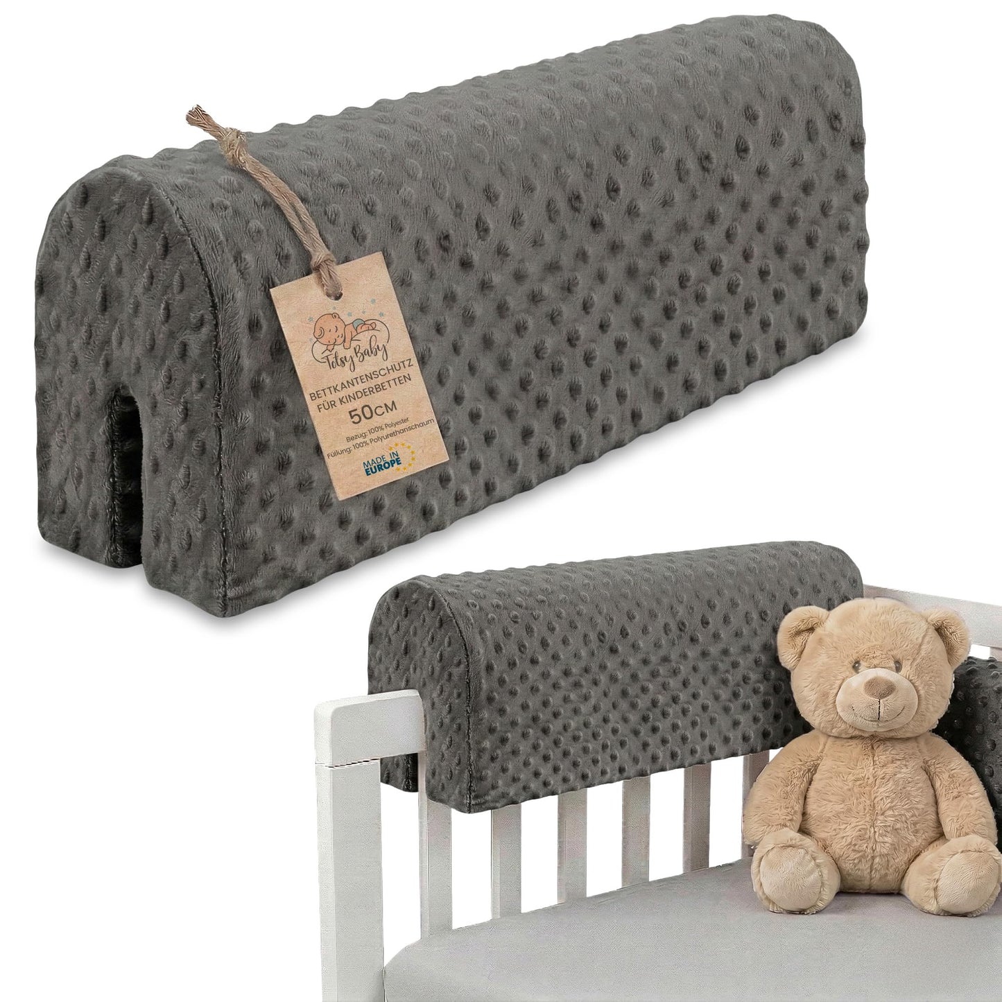 Bettkantenschutz für Kinderbetten, Grau 50 cm