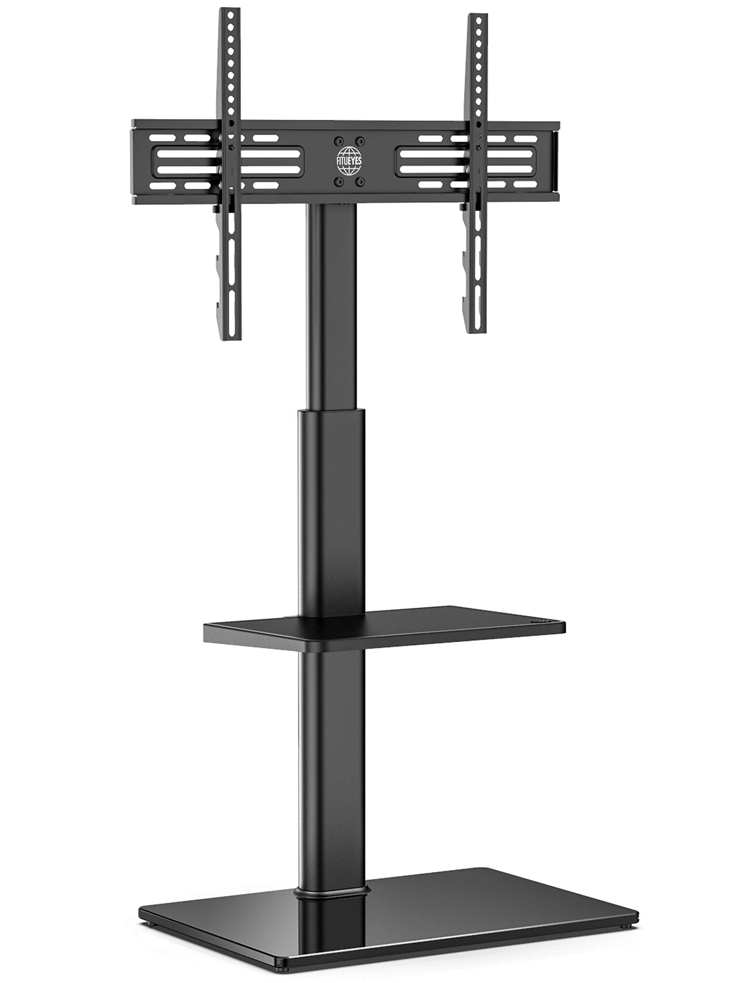 TV Bodenständer mit Regal, Schwarz