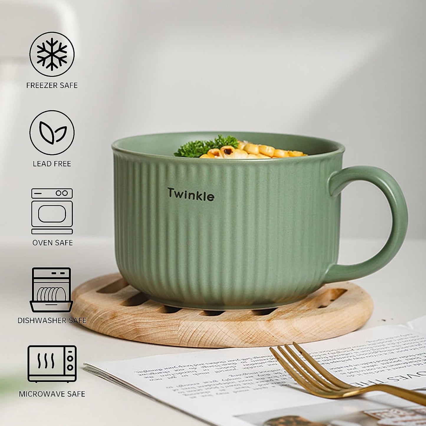 Suppenschalen mit Griff, Green