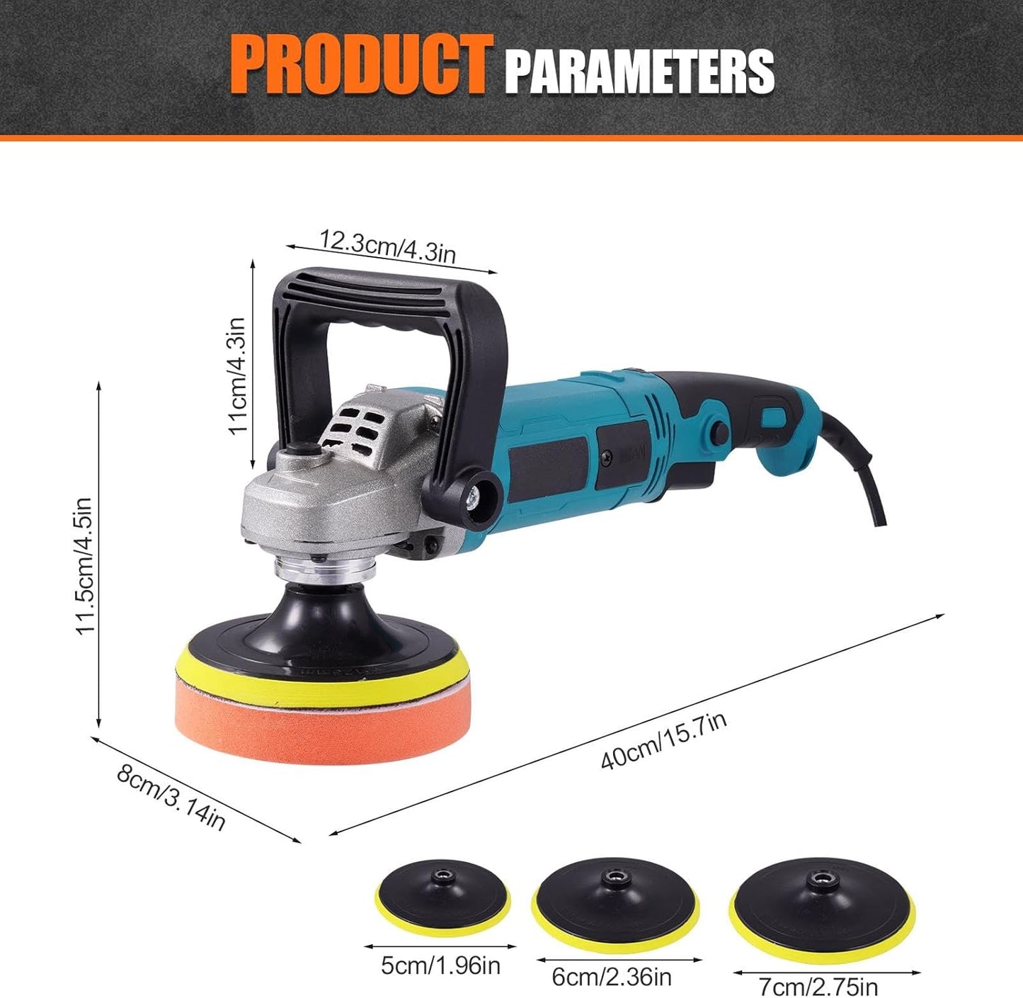 Exzenter-Poliermaschinen Set, 14-teilig, Blau