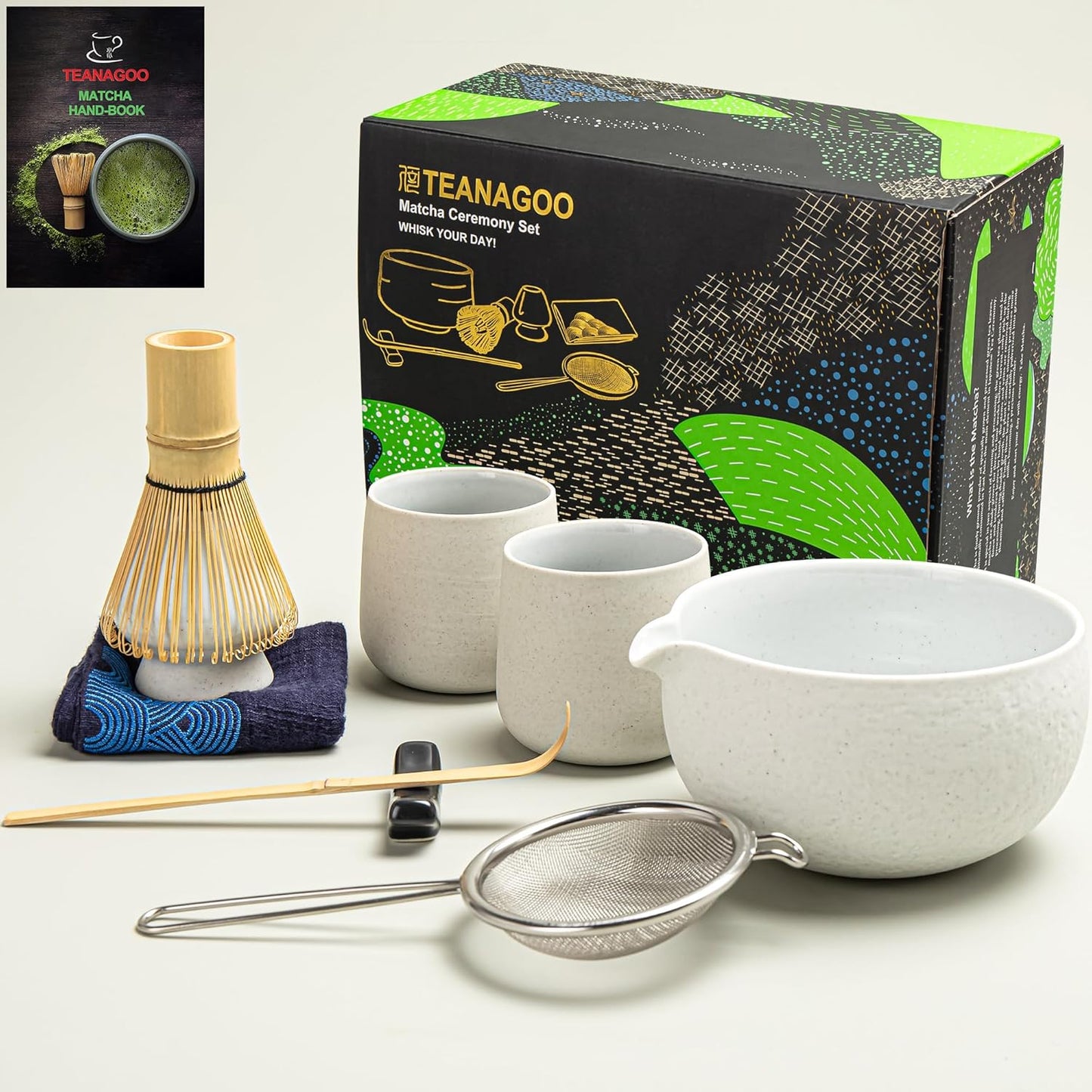 9-teiliges Matcha Tee-Set, 9Stück/Set, Schüssel-Set + 2 Tassen Grau-lt.-