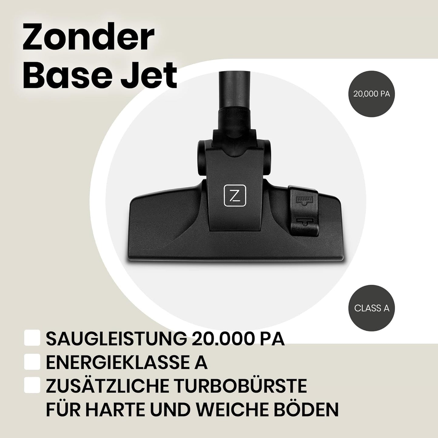 Zonder Base Jet - Beutelloser Zyklon-Staubsauger mit Turbobürste