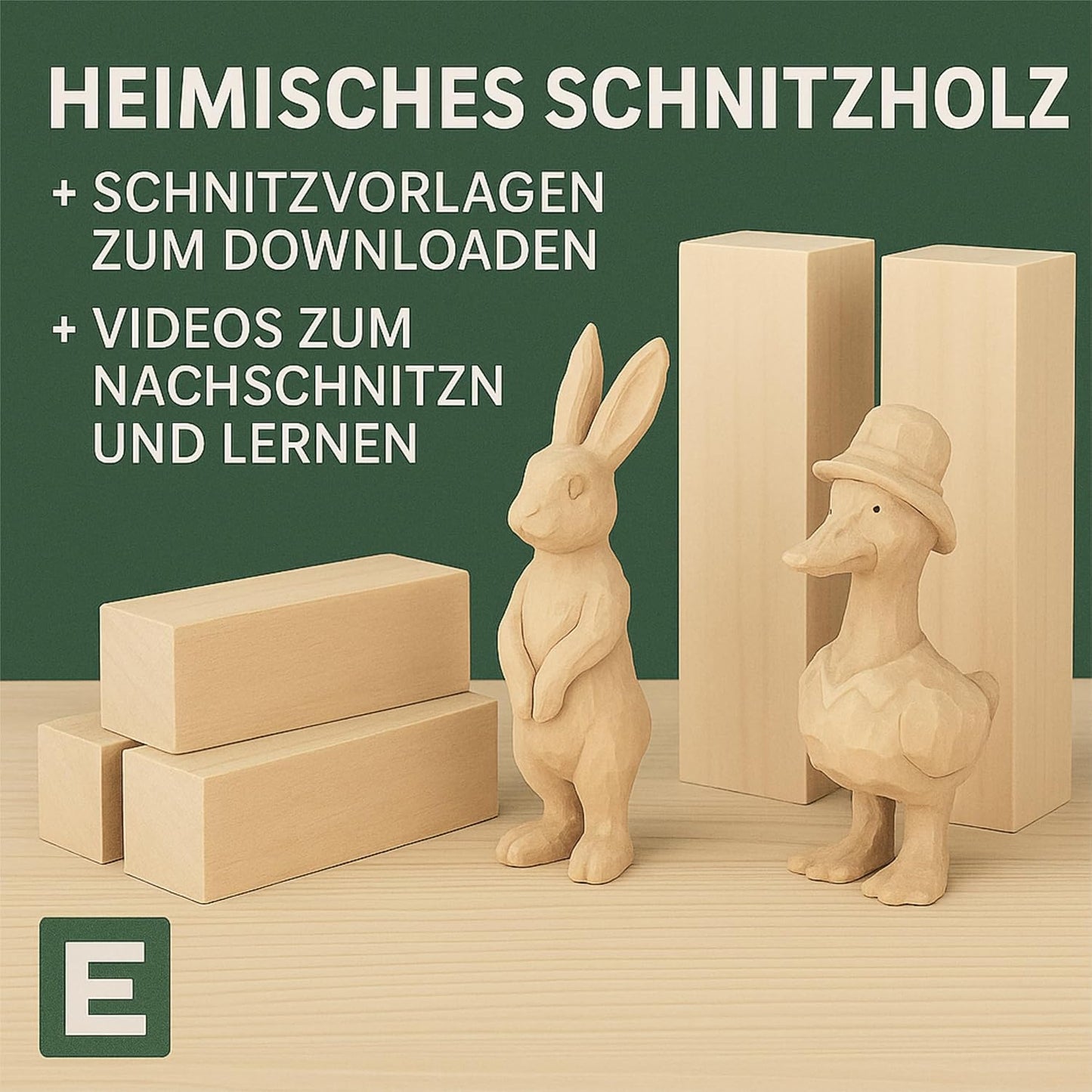 10er-Set Schnitzholz, Ahornholz Klein (10x)